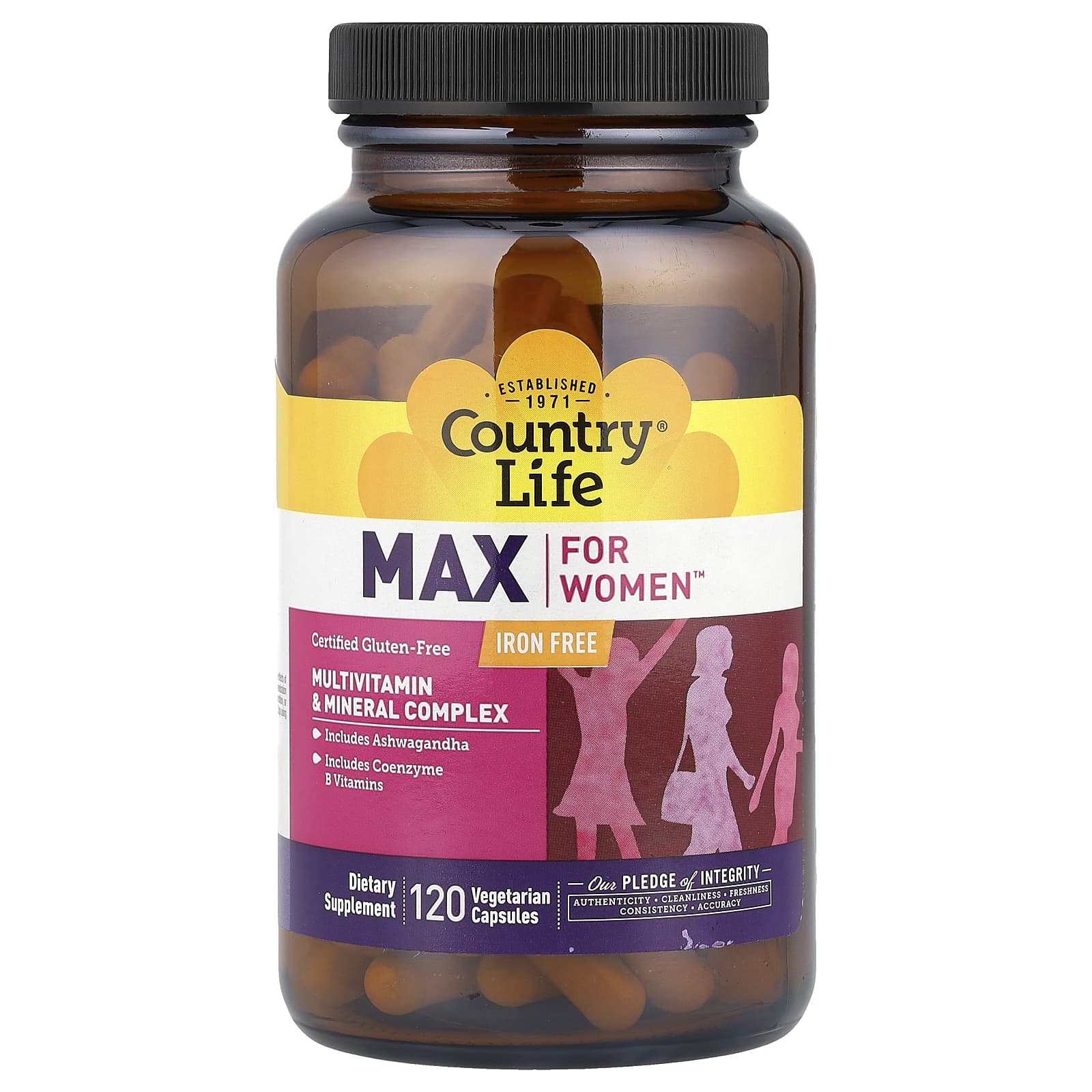 Country Life Max for Women, Multivitamin & Mineral Complex, Iron Free – 120 gélules végétales — Tunisie