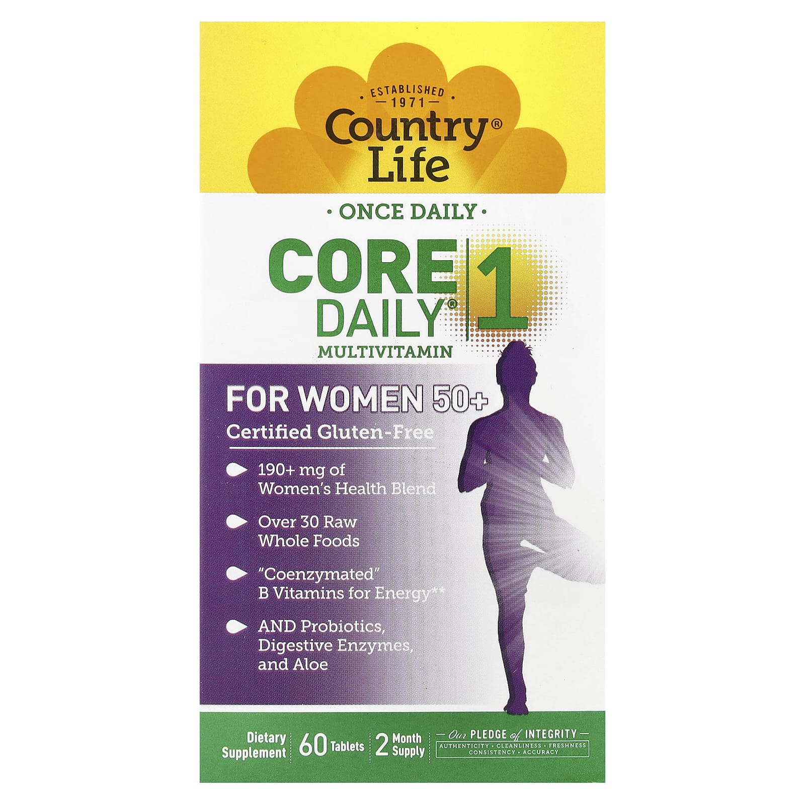 Country Life Core Daily 1 Multivitamin for Women 50+ – 60 comprimés — Tunisie