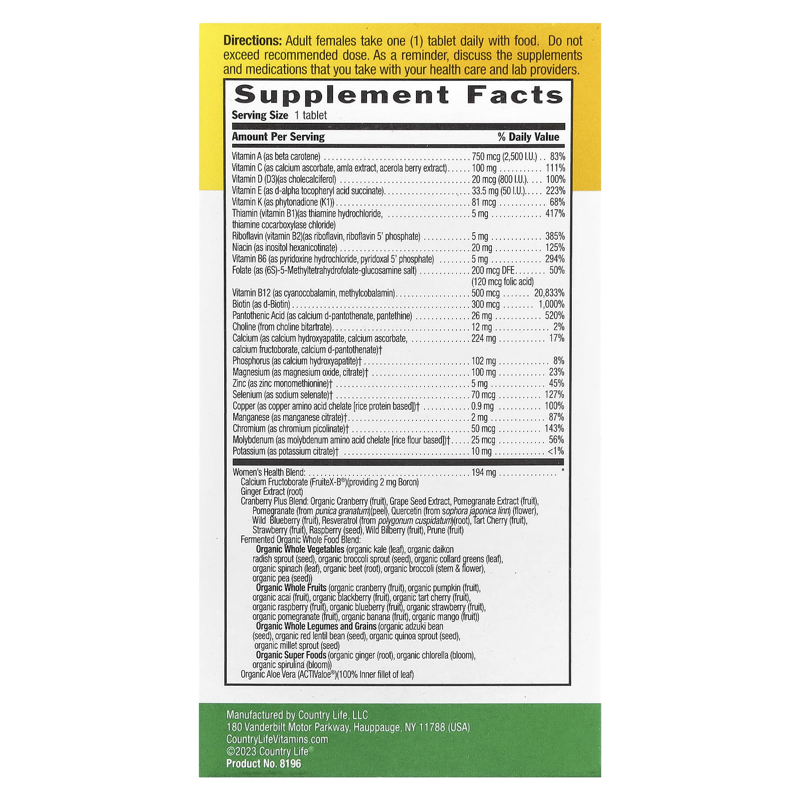 Country Life Core Daily 1 Multivitamin for Women 50+ – 60 comprimés — photo 2 sur 2
