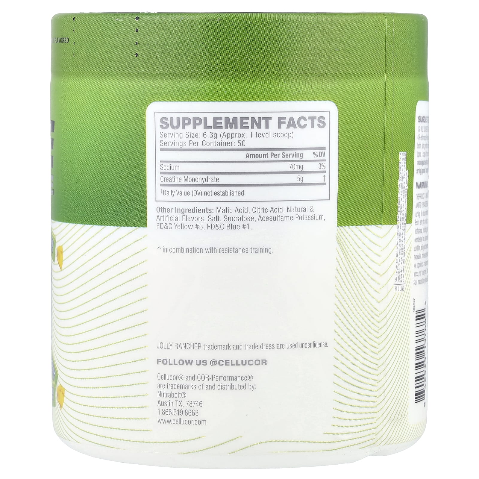 C4 / Cellucor COR-Performance Creatine, Jolly Rancher – Green Apple – 316 g — photo 2 sur 2