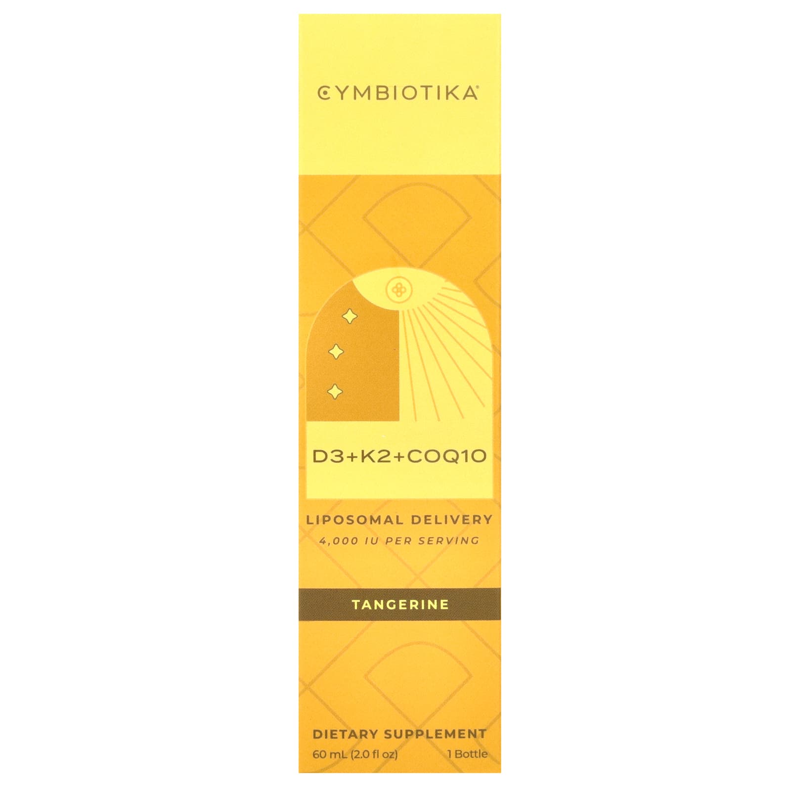 Cymbiotika D3+K2+CoQ10, Liposomal Delivery, Tangerine – 60 ml — Tunisie