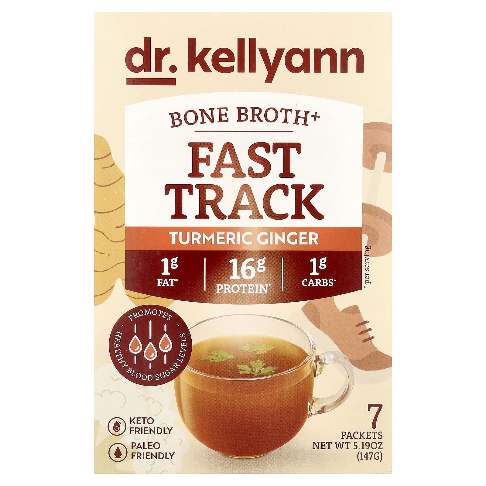 Dr. Kellyann Bone Broth+, Fast Track, Turmeric Ginger – 21 g — Tunisie
