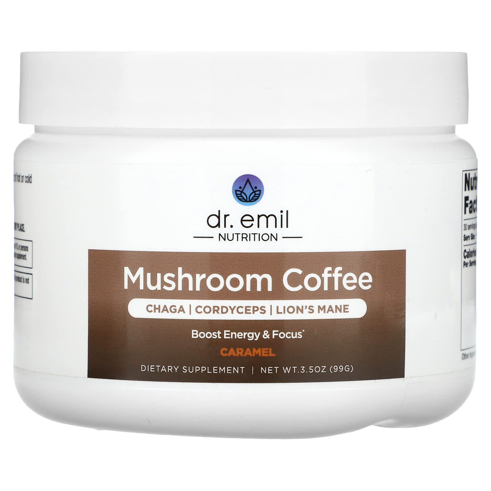 Dr. Emil Nutrition Mushroom Coffee, Caramel – Mushroom Coffee – 99 g — Tunisie