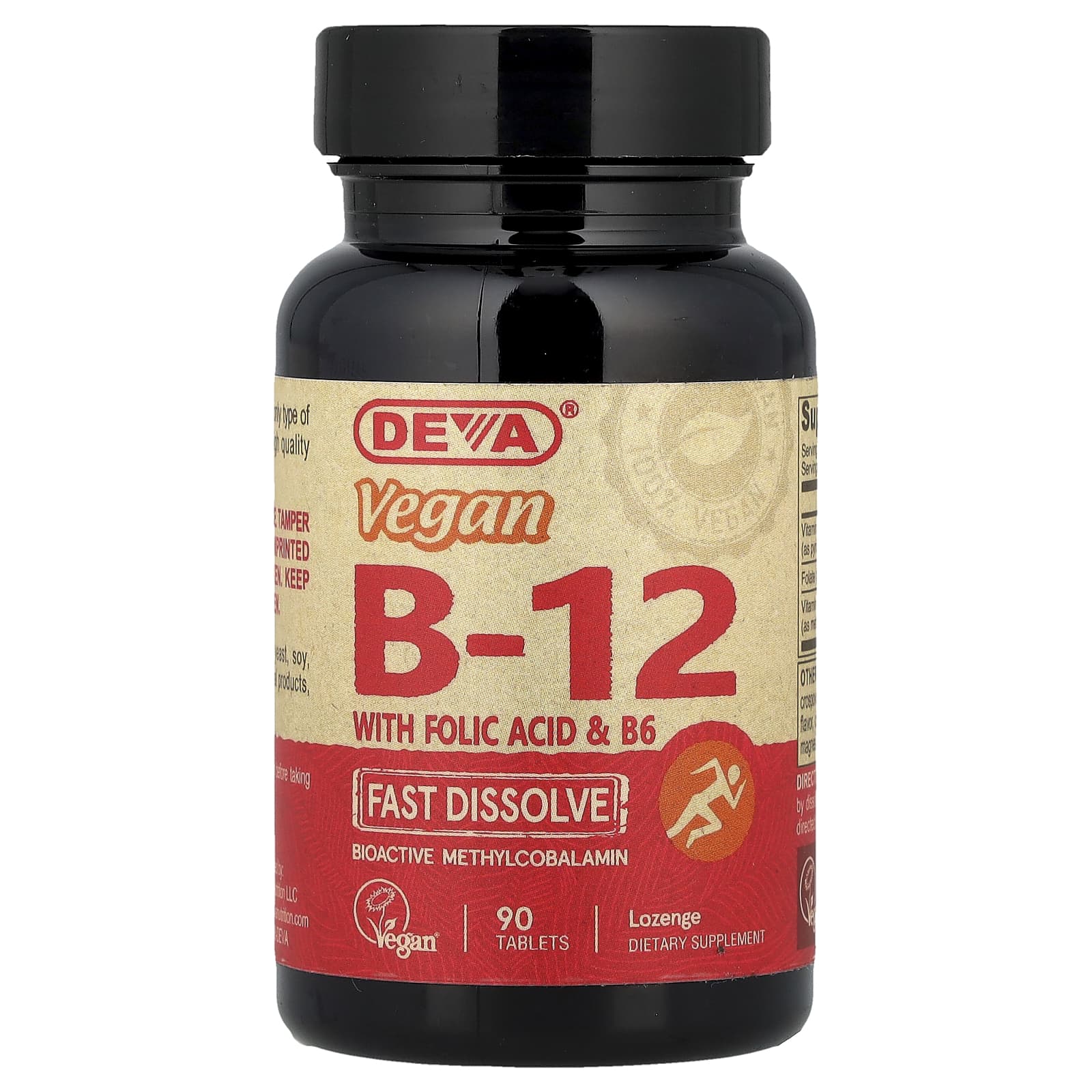 Deva Vegan B12 with Folic Acid & B6, Fast-Dissolve – 90 comprimés — Tunisie