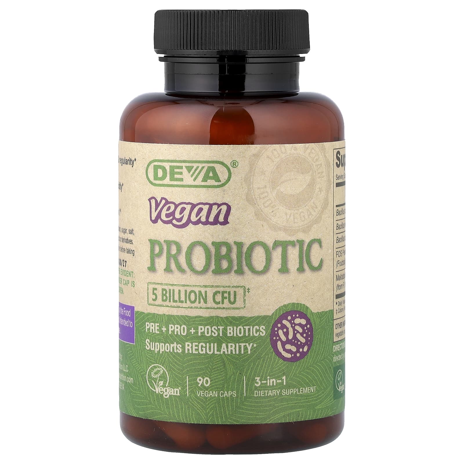 Deva 3-in-1 Vegan Probiotic – 90 gélules véganes — Tunisie