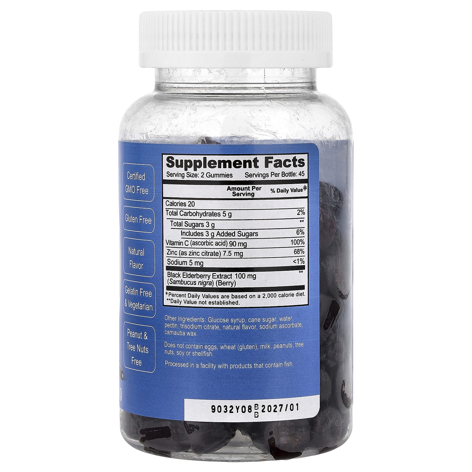 Doctor's Finest Standardized Elderberry, Vitamin C & Zinc, Berry – Standardized Elderberry – 90 gommes — photo 2 sur 2