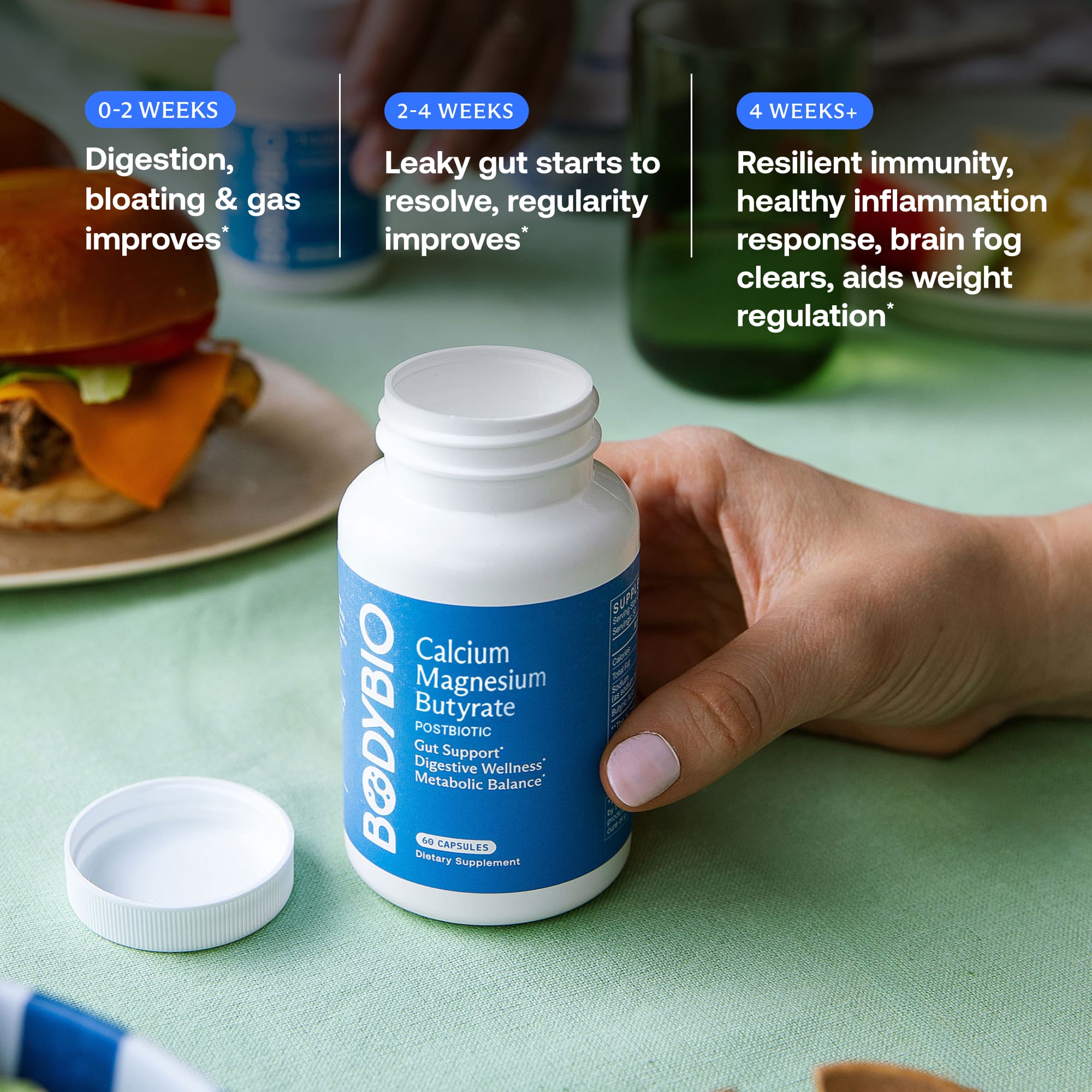BodyBio Calcium Magnesium Butyrate – 100 gélules — étiquette 4