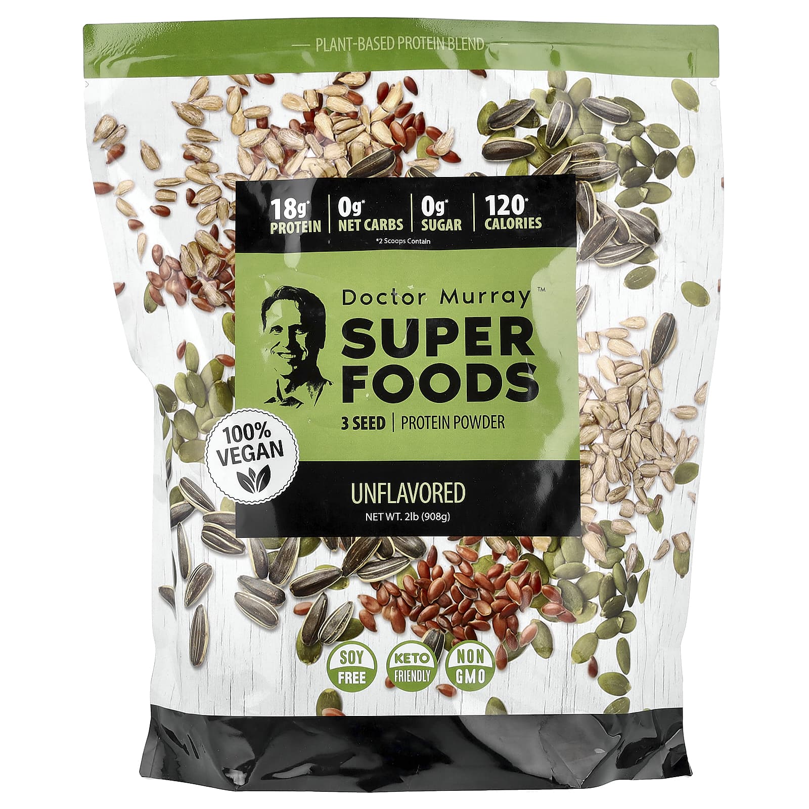 Dr. Murray's Super Foods, Pumpkin + Flax + Sunflower – Sans arôme – 908 g — Tunisie