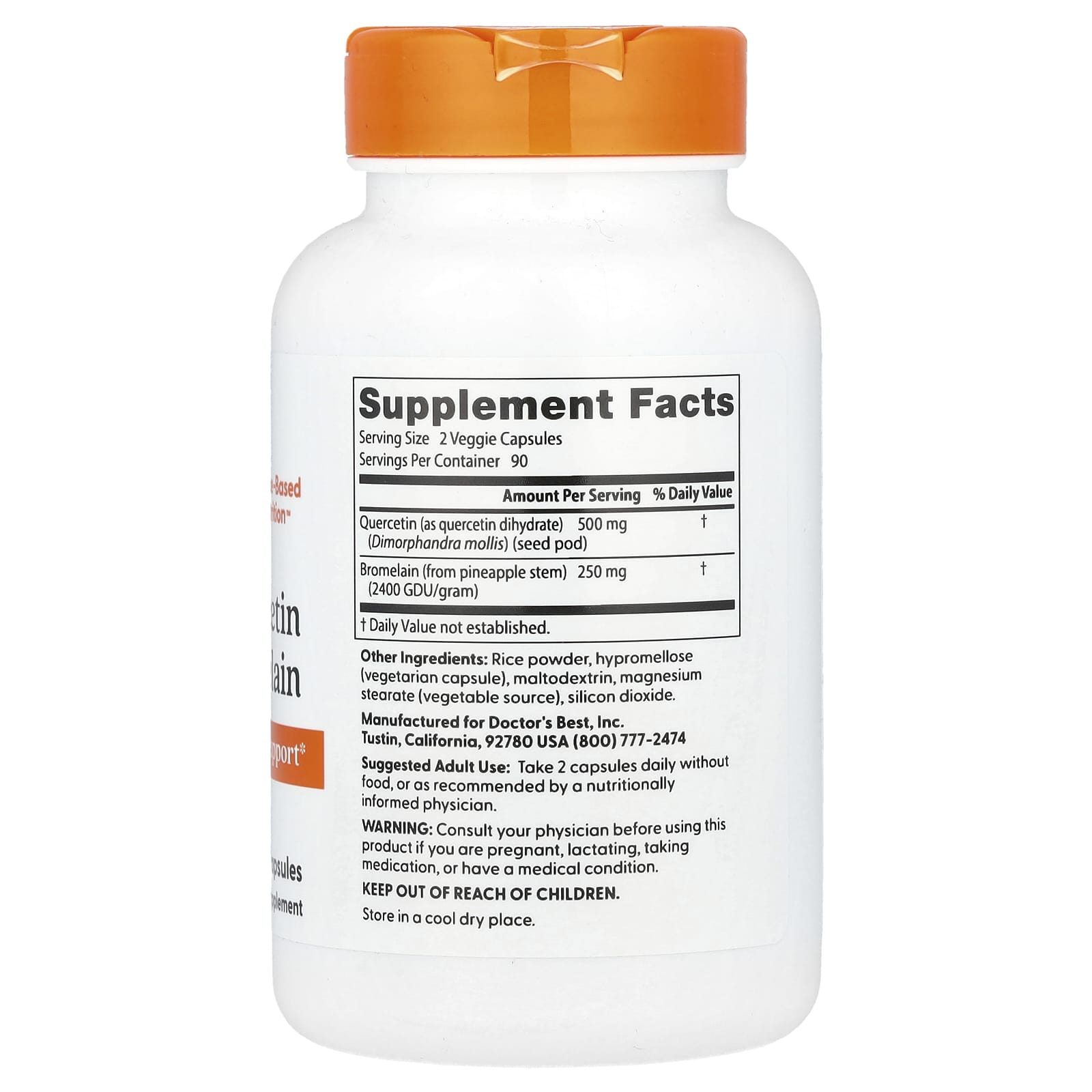 Doctor's Best Quercetin Bromelain – 180 gélules végétales — photo 2 sur 2