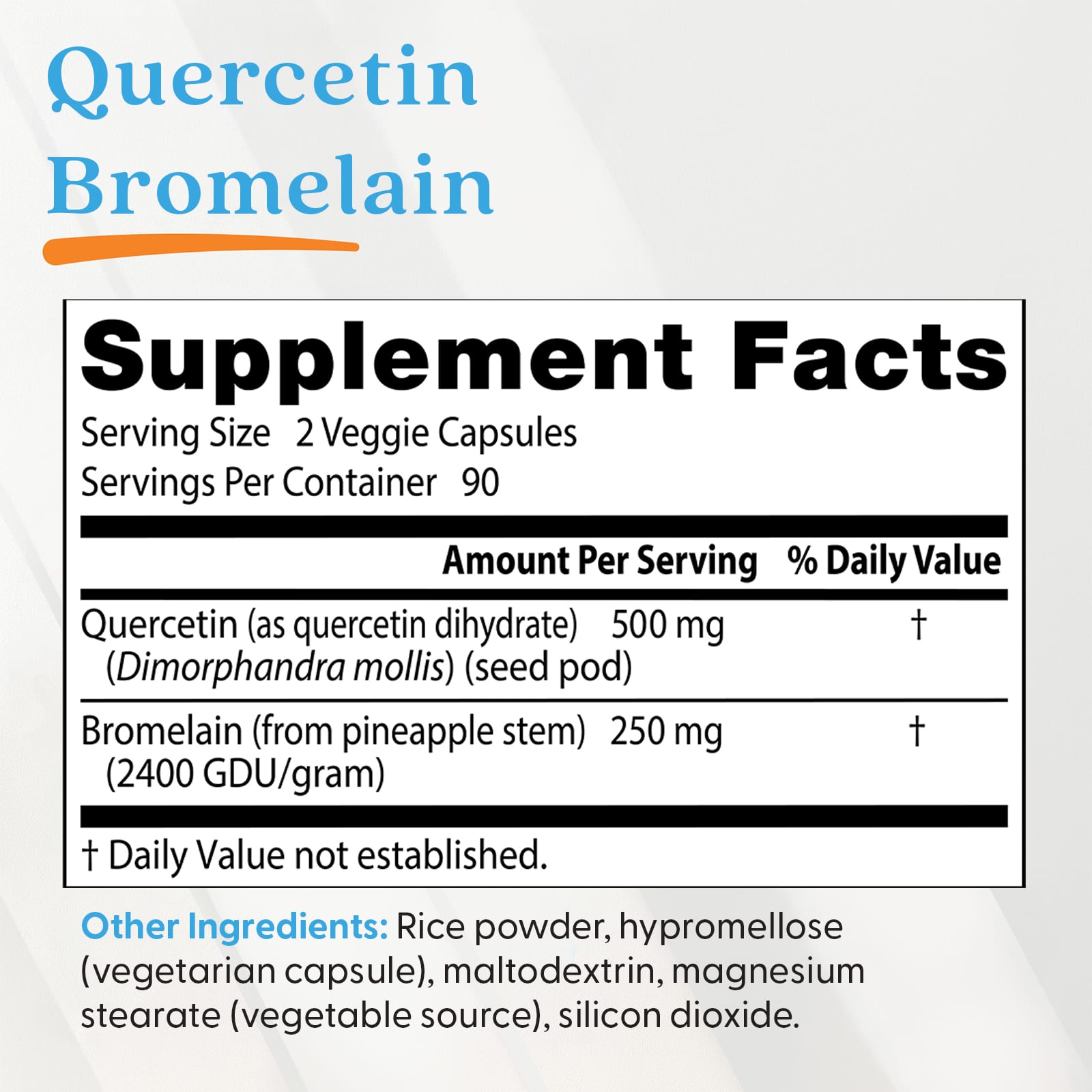 Doctor's Best Quercetin Bromelain – 180 gélules végétales — étiquette 2