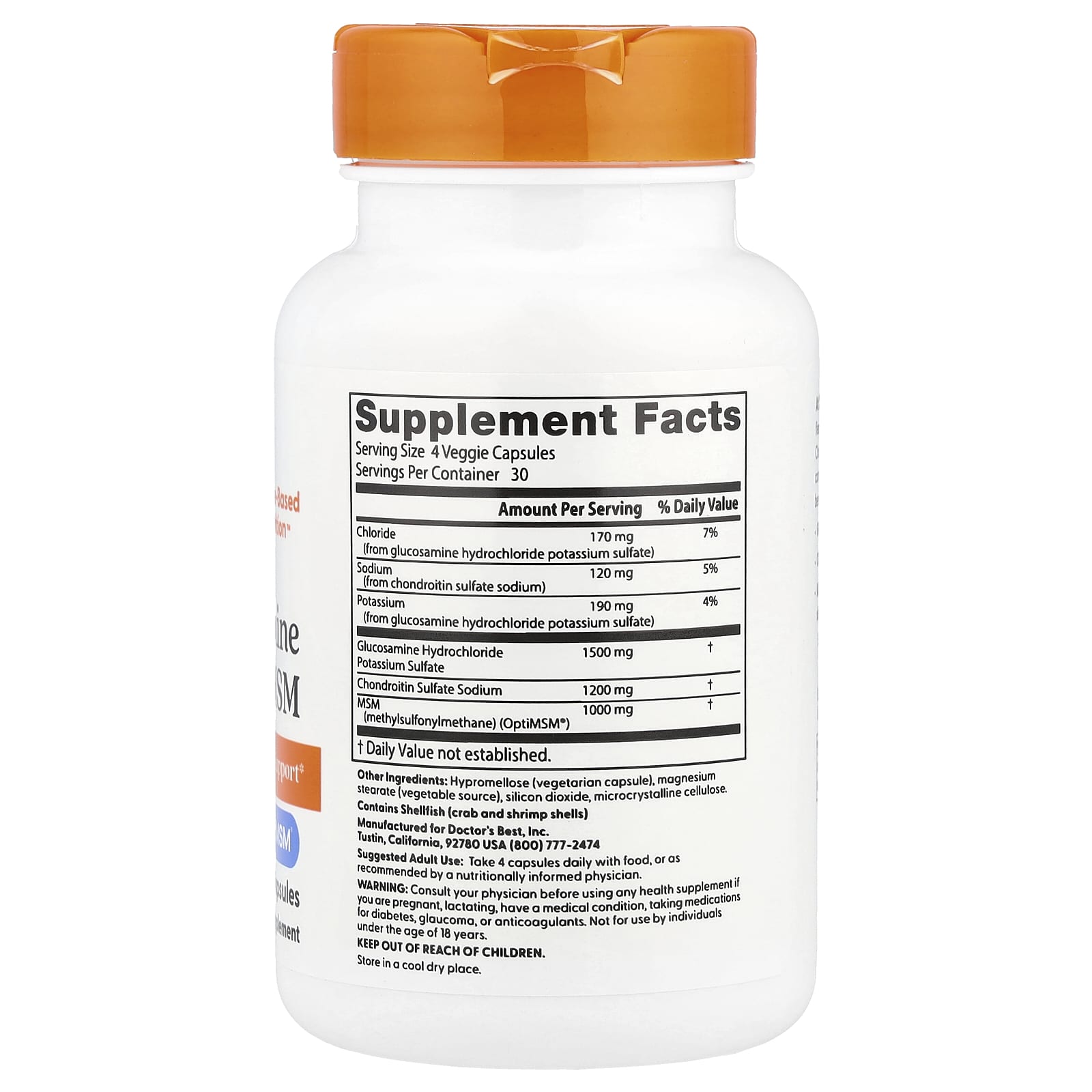 Doctor's Best Glucosamine Chondroitin MSM – 120 gélules végétales — photo 2 sur 2