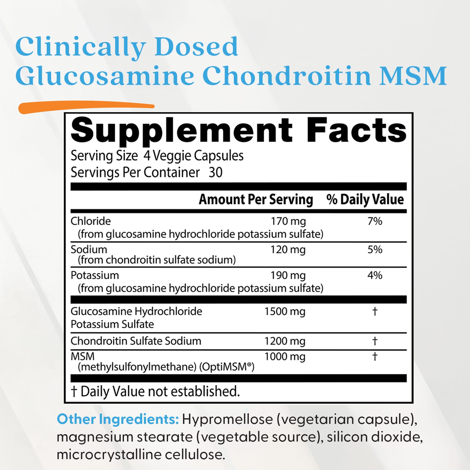 Doctor's Best Glucosamine Chondroitin MSM – 120 gélules végétales — étiquette 2
