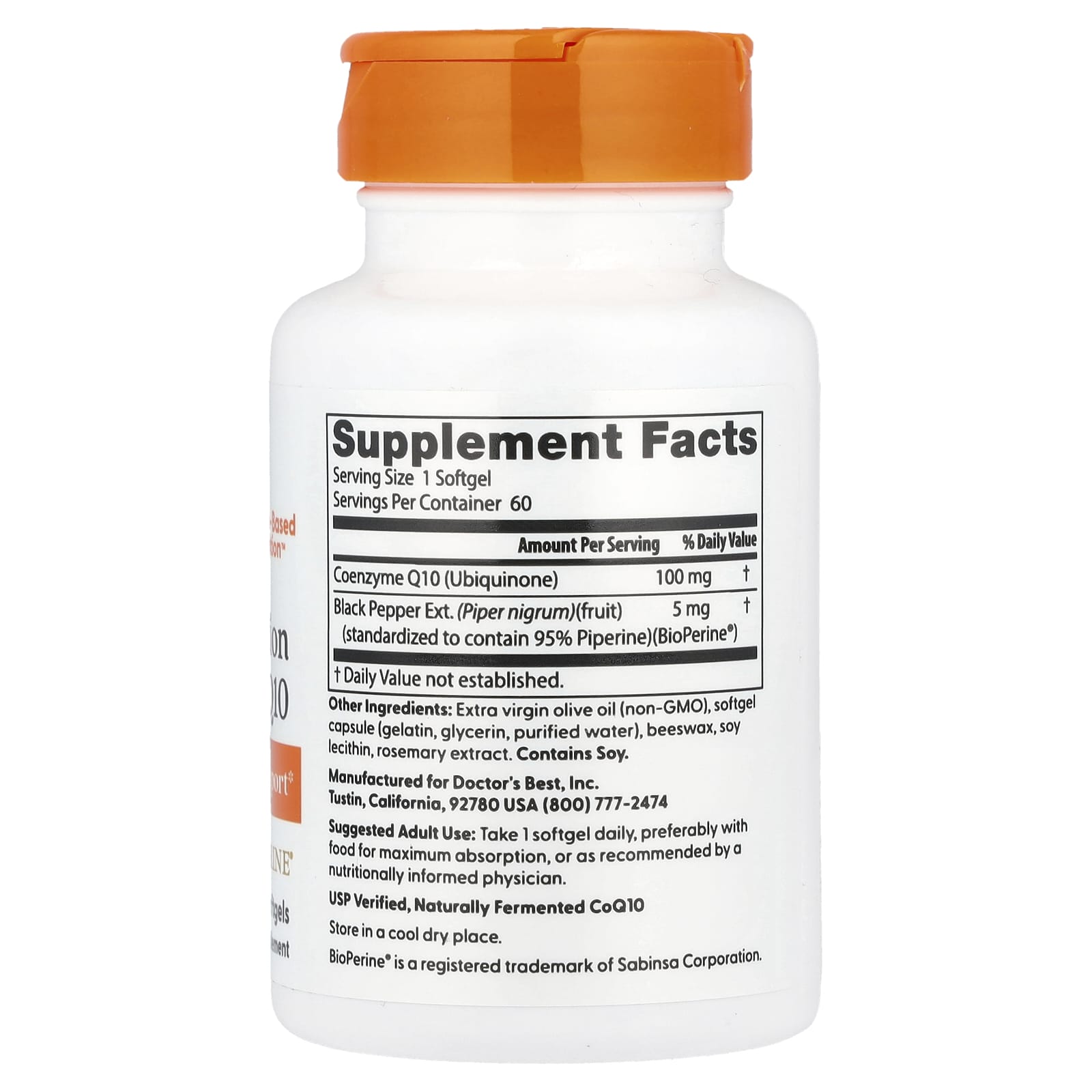 Doctor's Best High Absorption CoQ10 – 60 capsules molles — photo 2 sur 2