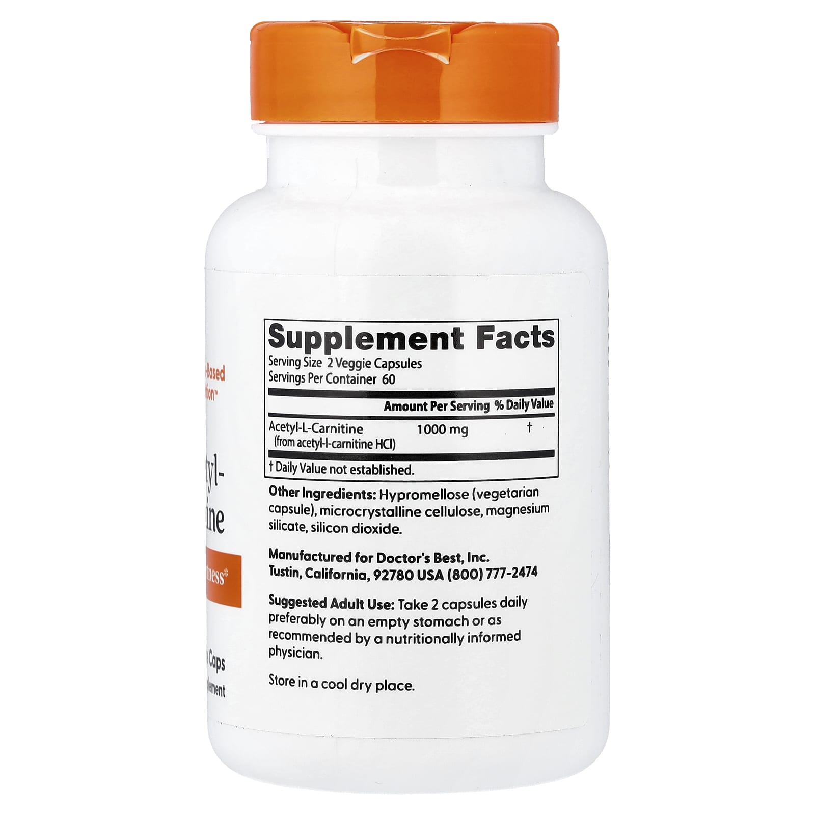 Doctor's Best Acetyl-L-Carnitine – 120 gélules végétales — photo 2 sur 2