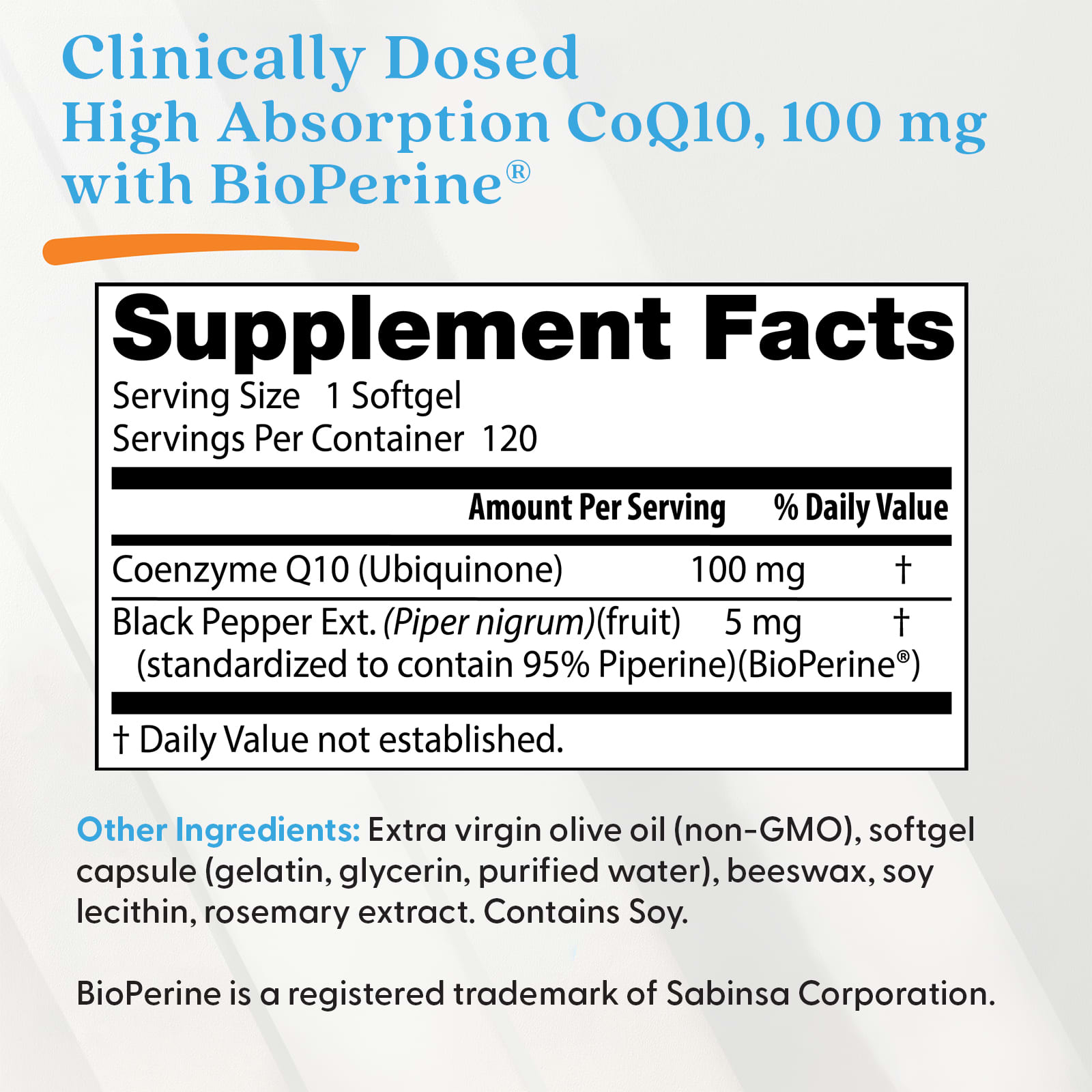 Doctor's Best High Absorption CoQ10 – 120 capsules molles — étiquette 3