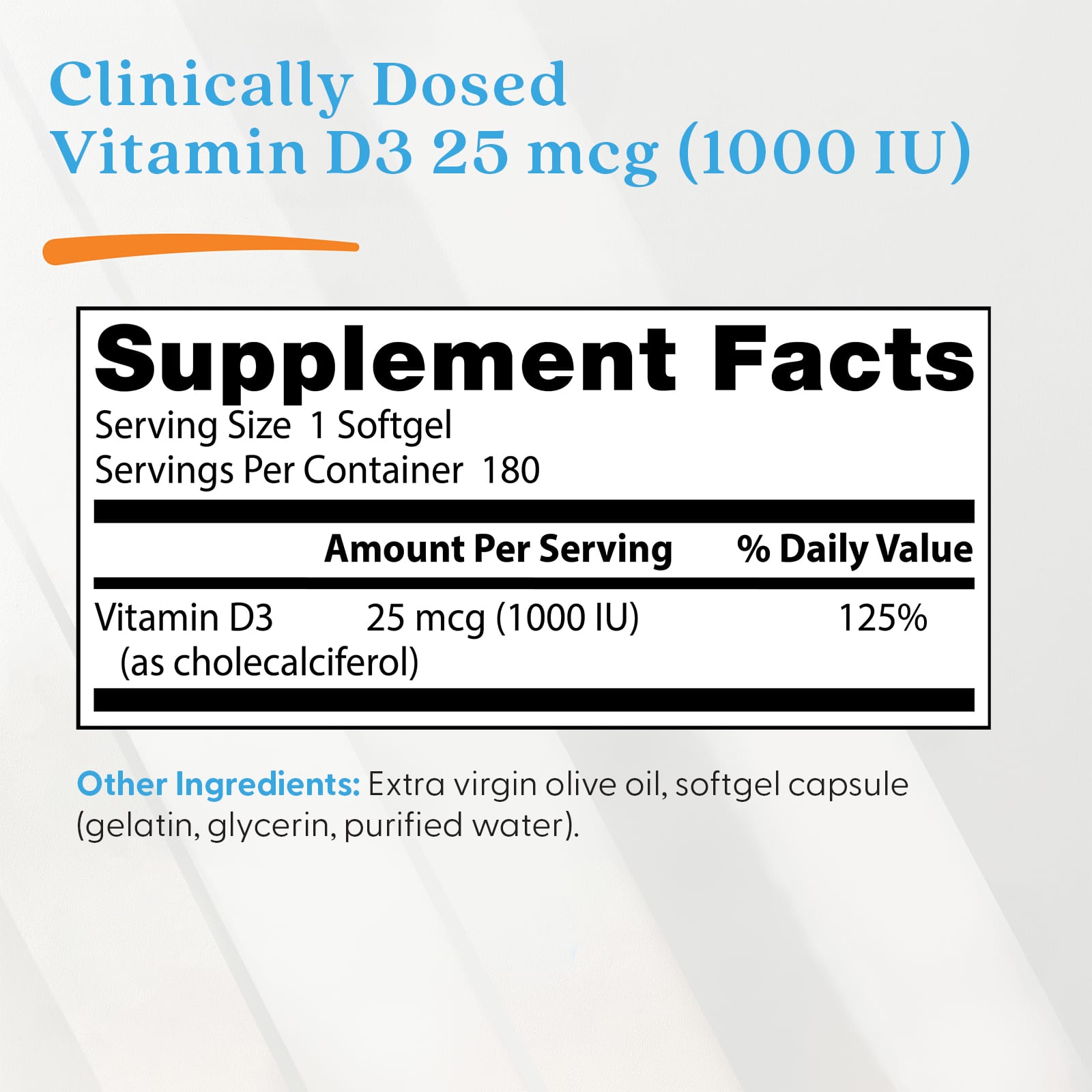 Doctor's Best Vitamin D3 – 25 µg – 180 capsules molles — étiquette 2