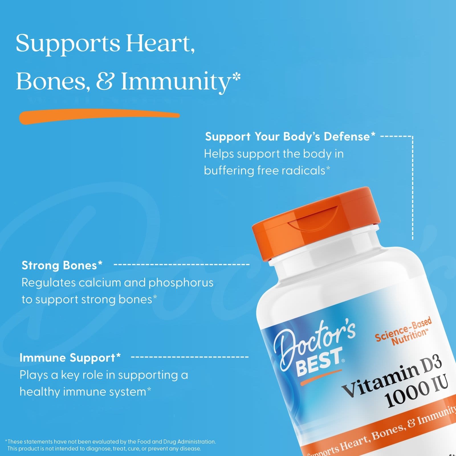 Doctor's Best Vitamin D3 – 25 µg – 180 capsules molles — étiquette 3