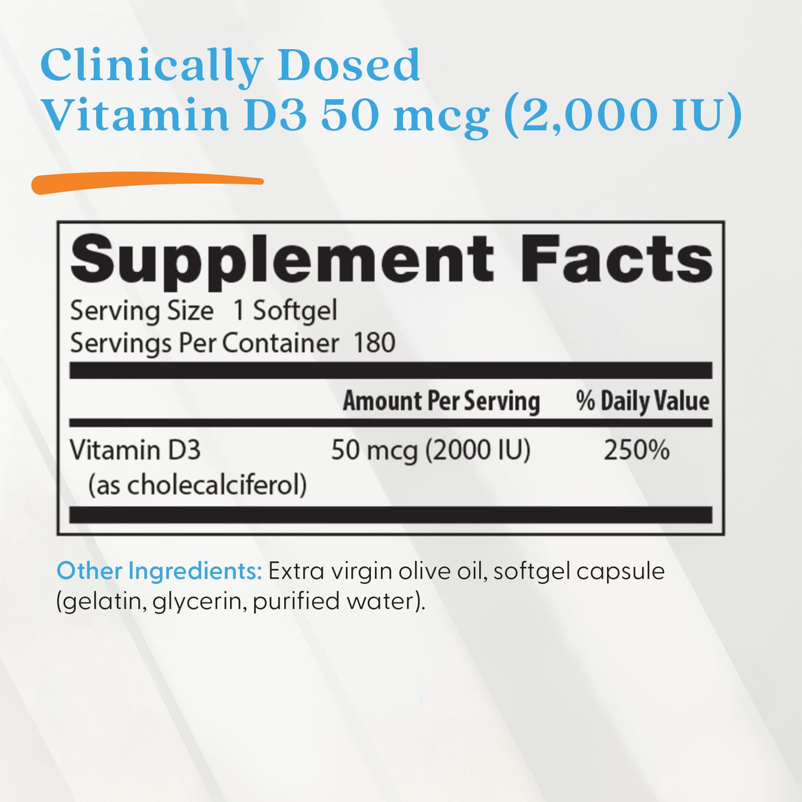 Doctor's Best Vitamin D3 – 50 µg – 180 capsules molles — étiquette 2