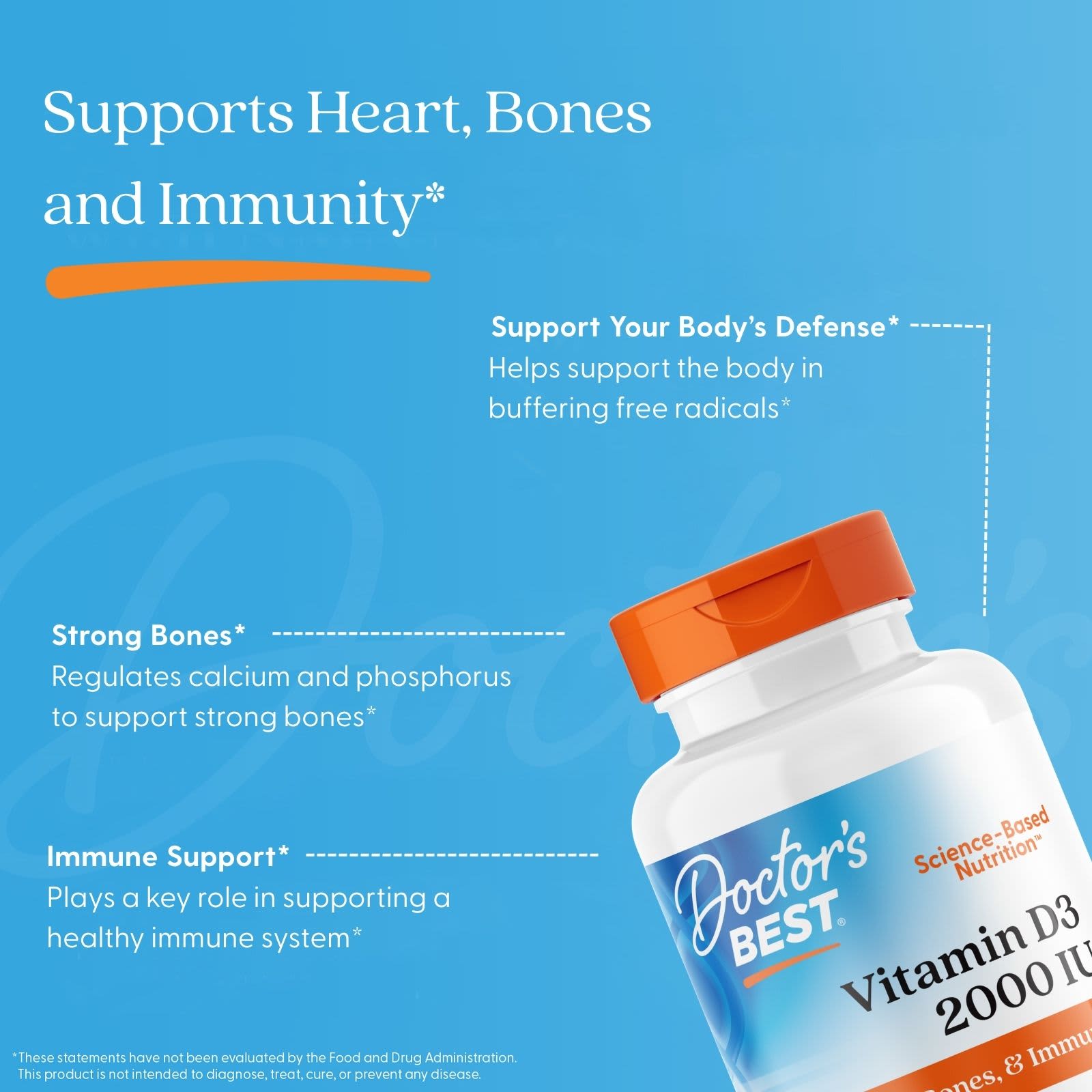 Doctor's Best Vitamin D3 – 50 µg – 180 capsules molles — étiquette 3