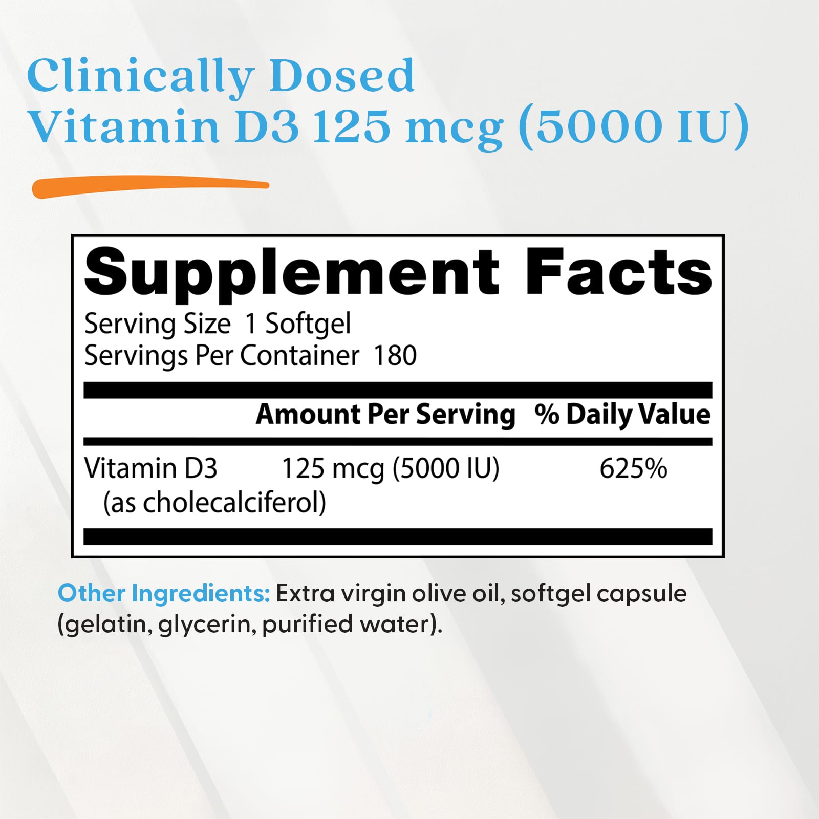 Doctor's Best Vitamin D3 – 125 µg – 180 capsules molles — étiquette 2