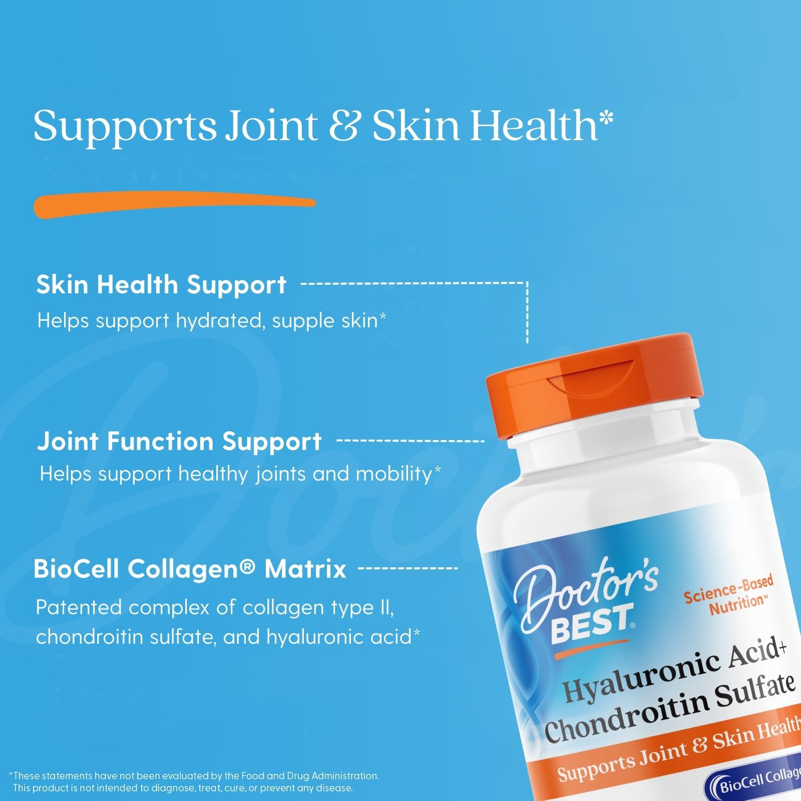 Doctor's Best Hyaluronic Acid + Chondroitin Sulfate – 180 gélules végétales — étiquette 3