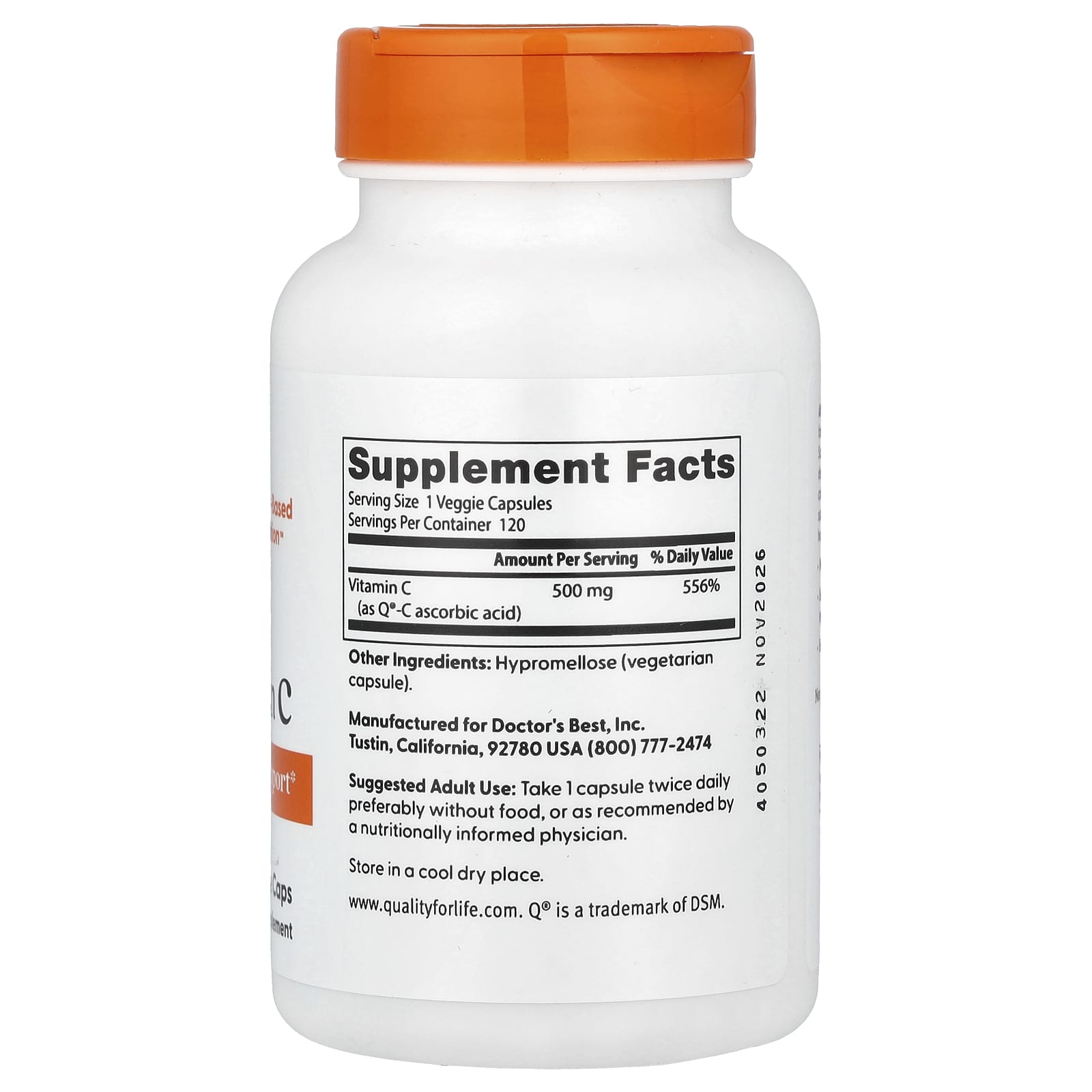 Doctor's Best Vitamin C – 500 mg – 120 gélules végétales — photo 2 sur 2