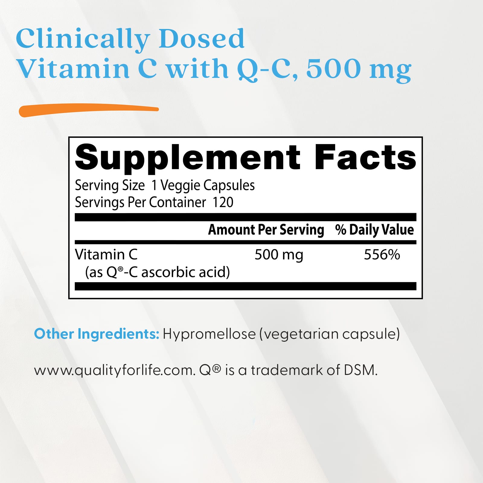 Doctor's Best Vitamin C – 500 mg – 120 gélules végétales — étiquette 2