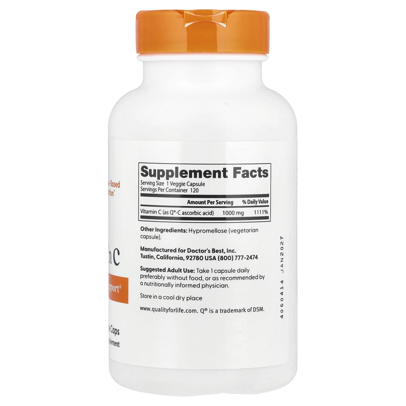 Doctor's Best Vitamin C – 1 000 mg – 120 gélules végétales — photo 2 sur 2