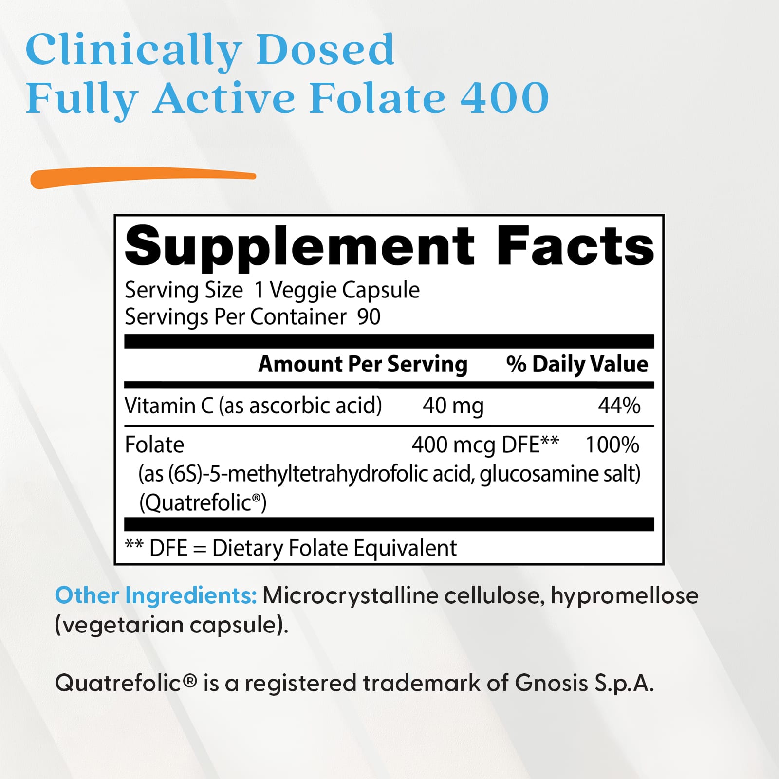 Doctor's Best Fully Active Folate 400 – 90 gélules végétales — étiquette 2