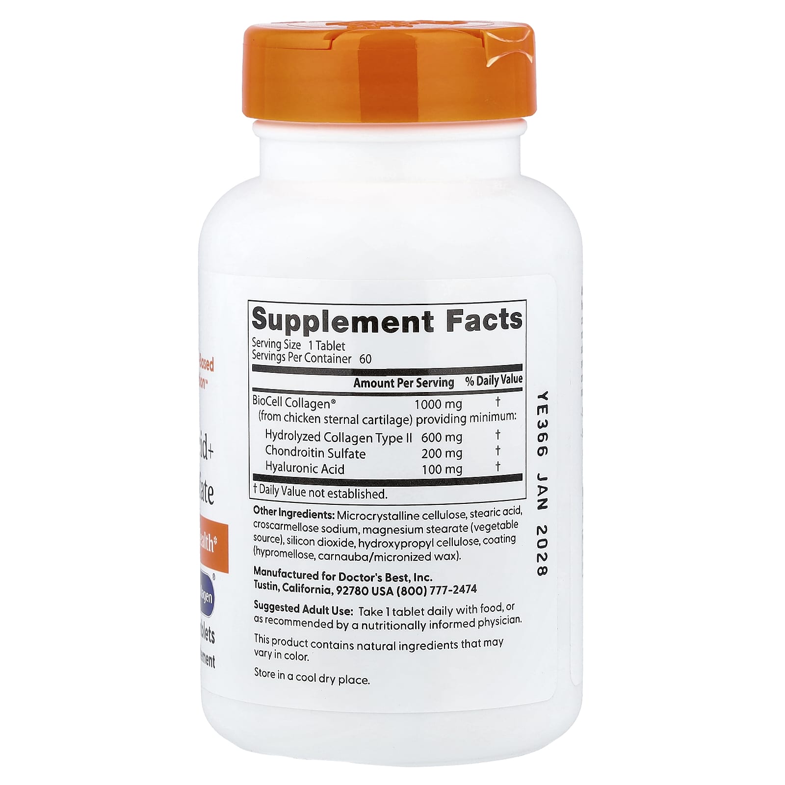 Doctor's Best Hyaluronic Acid + Chondroitin Sulfate – 60 comprimés — photo 2 sur 2