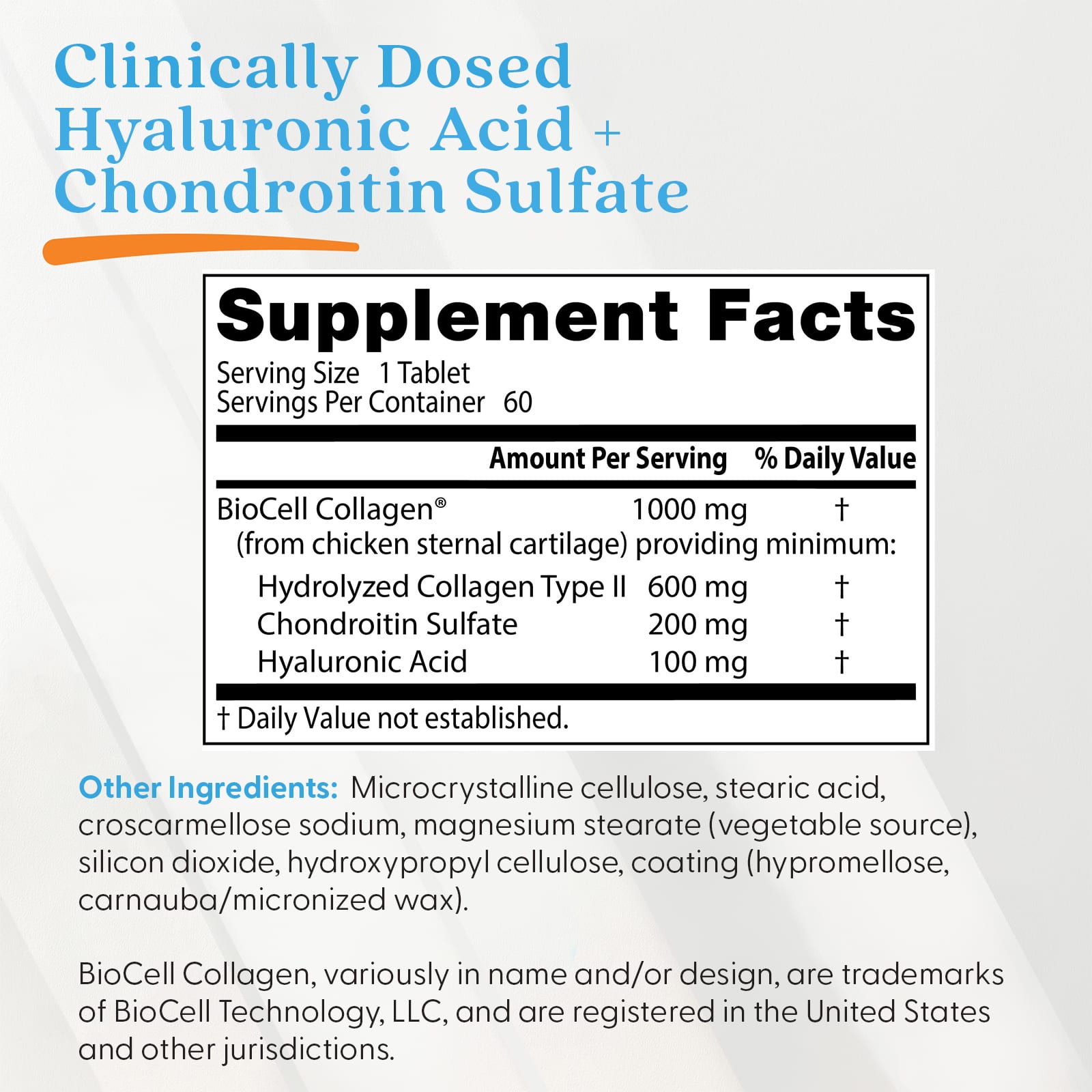 Doctor's Best Hyaluronic Acid + Chondroitin Sulfate – 60 comprimés — étiquette 2