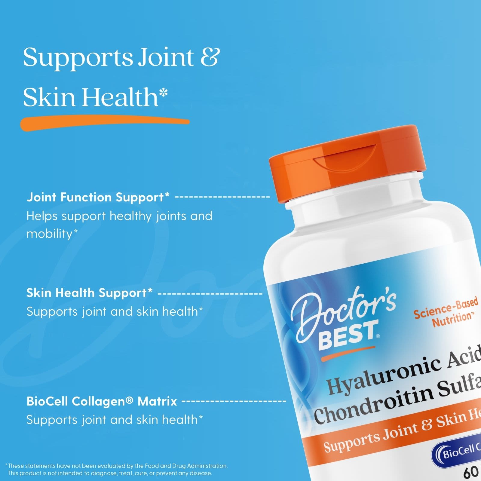 Doctor's Best Hyaluronic Acid + Chondroitin Sulfate – 60 comprimés — étiquette 3