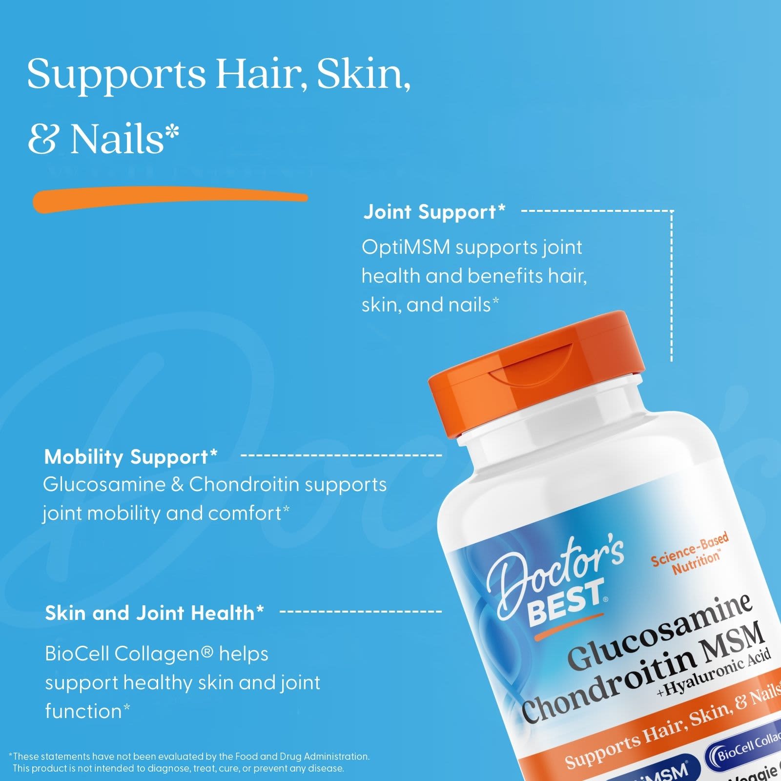Doctor's Best Glucosamine Chondroitin MSM + Hyaluronic Acid – 150 gélules végétales — étiquette 3