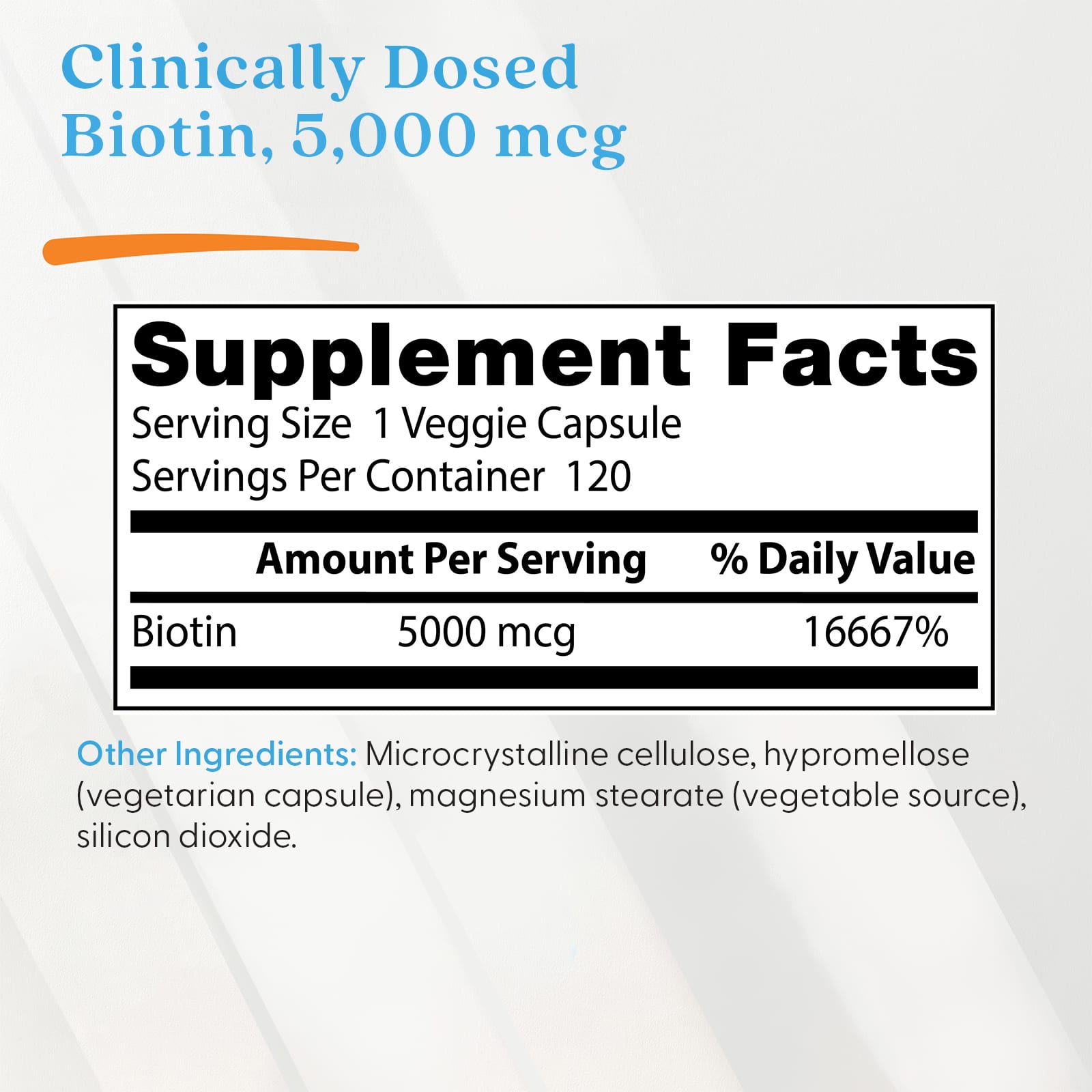 Doctor's Best Biotin – 5 000 µg – 120 gélules végétales — étiquette 2