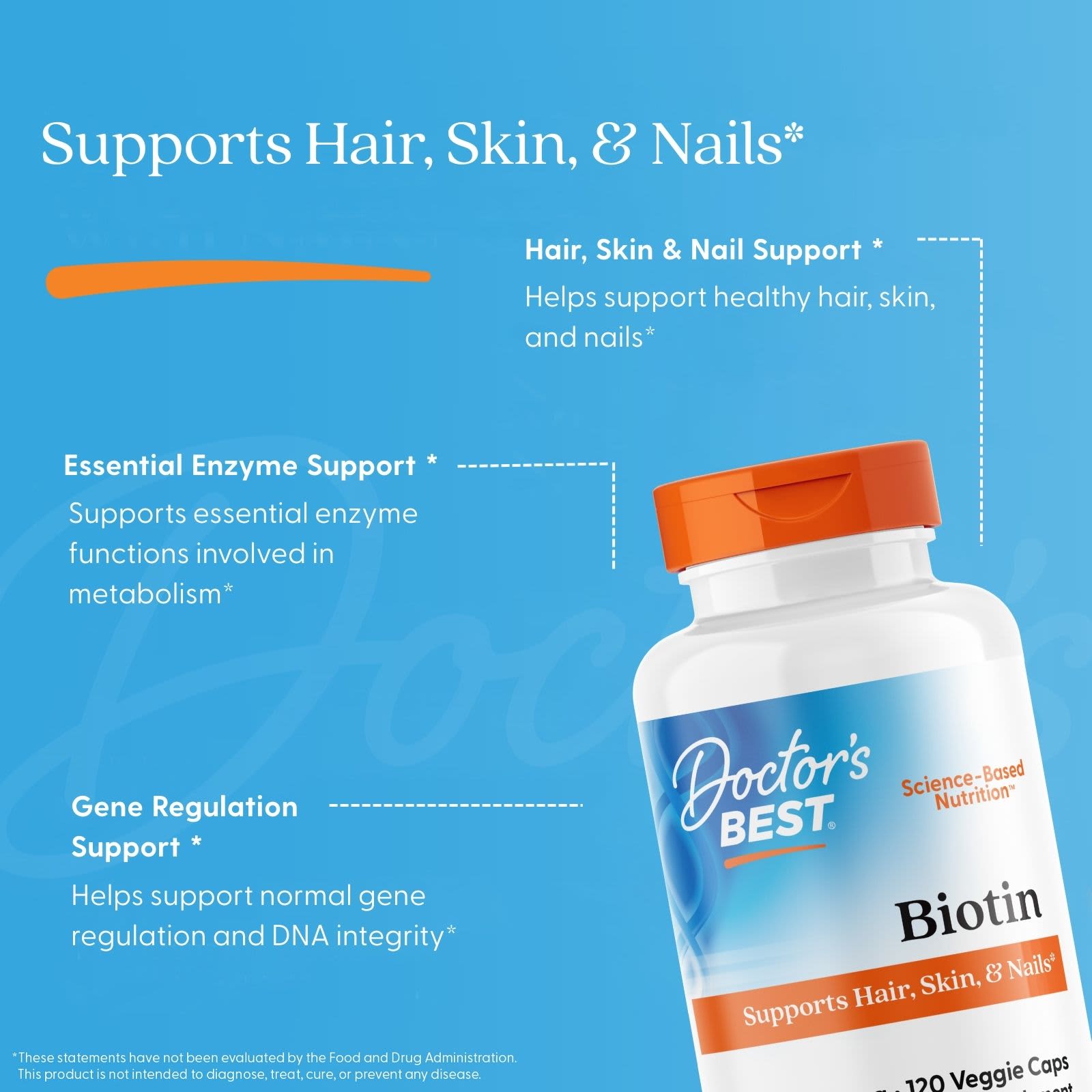 Doctor's Best Biotin – 5 000 µg – 120 gélules végétales — étiquette 3