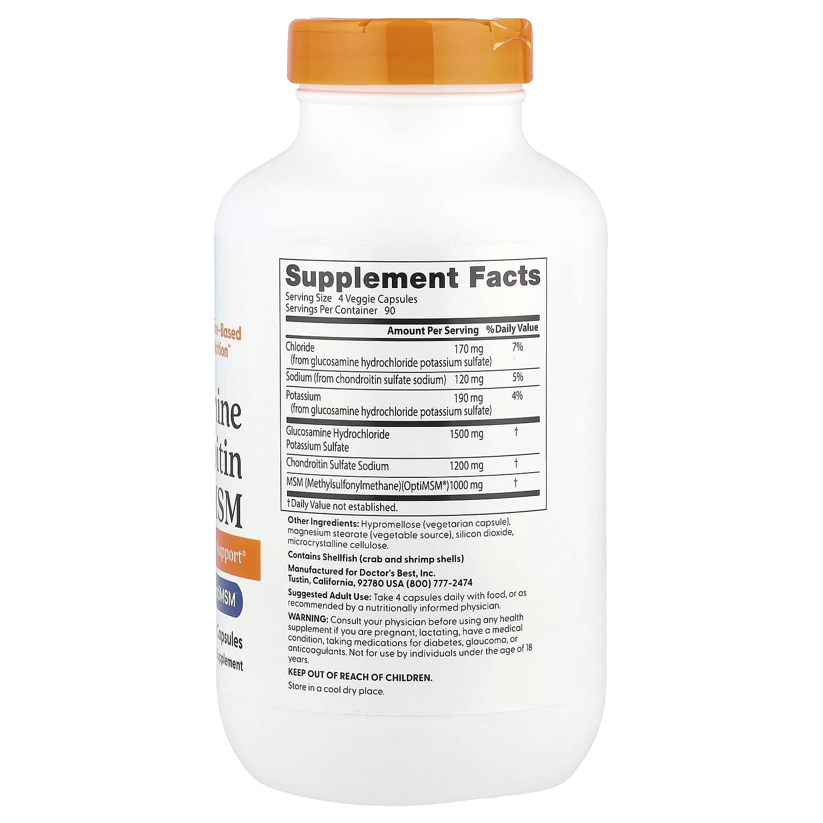Doctor's Best Glucosamine Chondroitin MSM – 360 gélules végétales — photo 2 sur 2