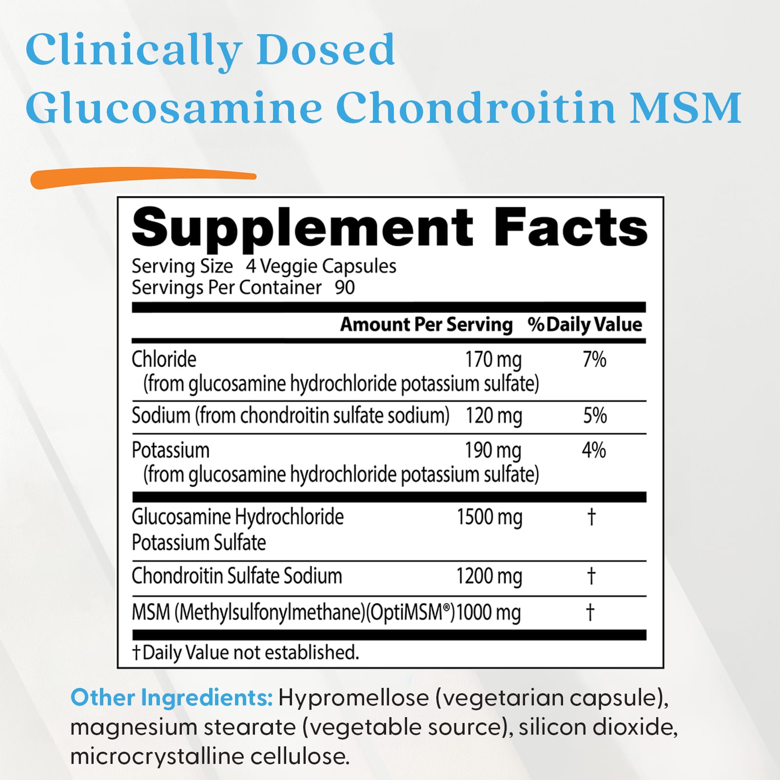 Doctor's Best Glucosamine Chondroitin MSM – 360 gélules végétales — étiquette 3