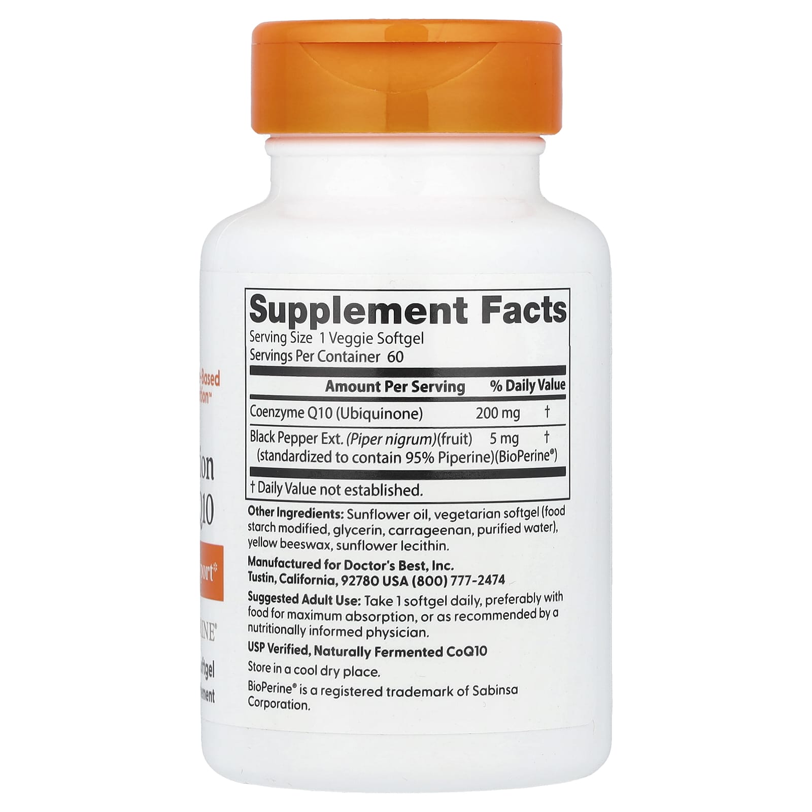 Doctor's Best High Absorption CoQ10, 60 Veggie Softgel — photo 2 sur 2