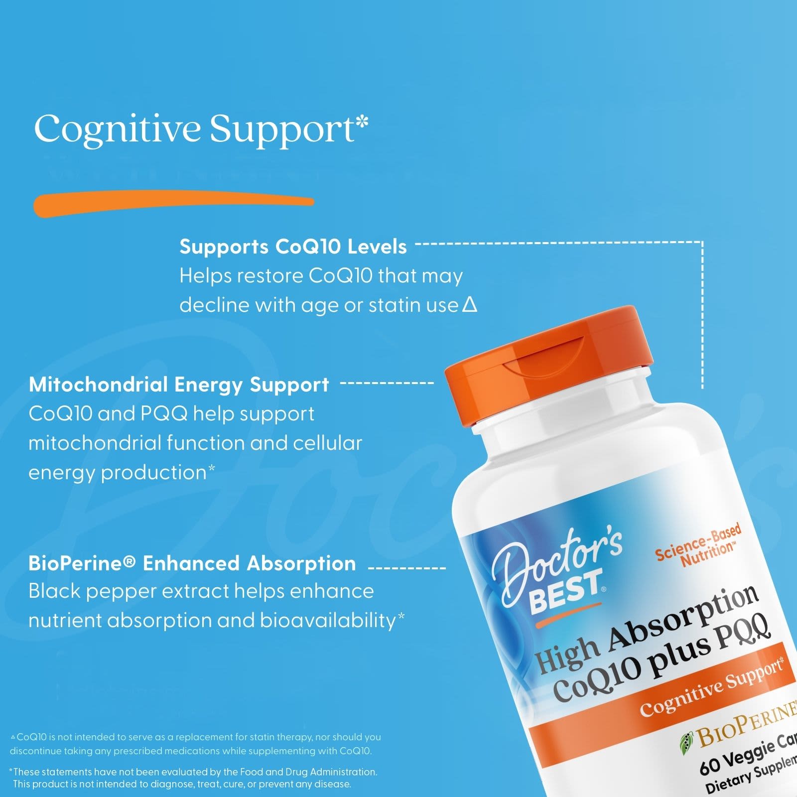 Doctor's Best High Absorption CoQ10 plus PQQ – 60 gélules végétales — étiquette 3