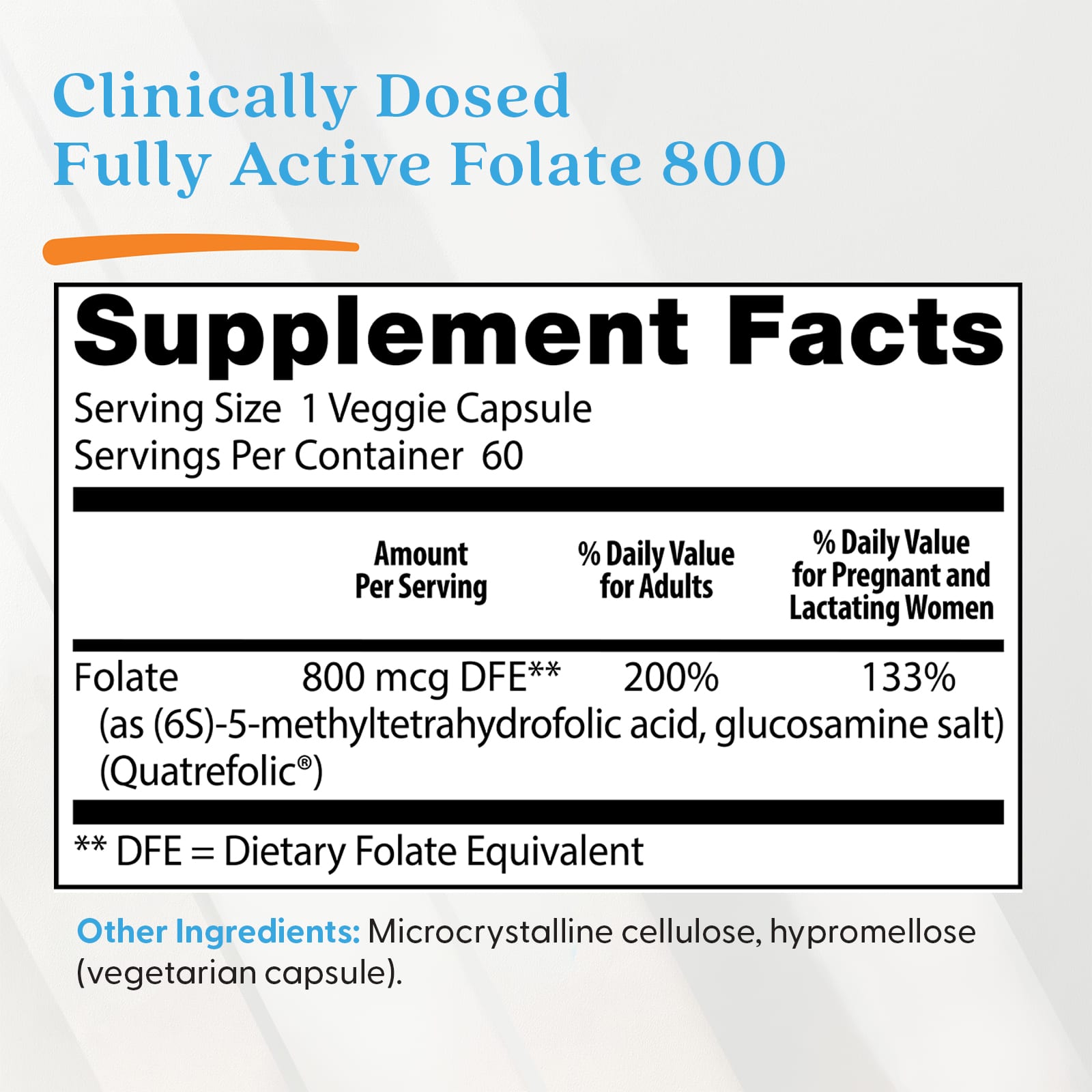 Doctor's Best Fully Active Folate 800 – 60 gélules végétales — étiquette 2