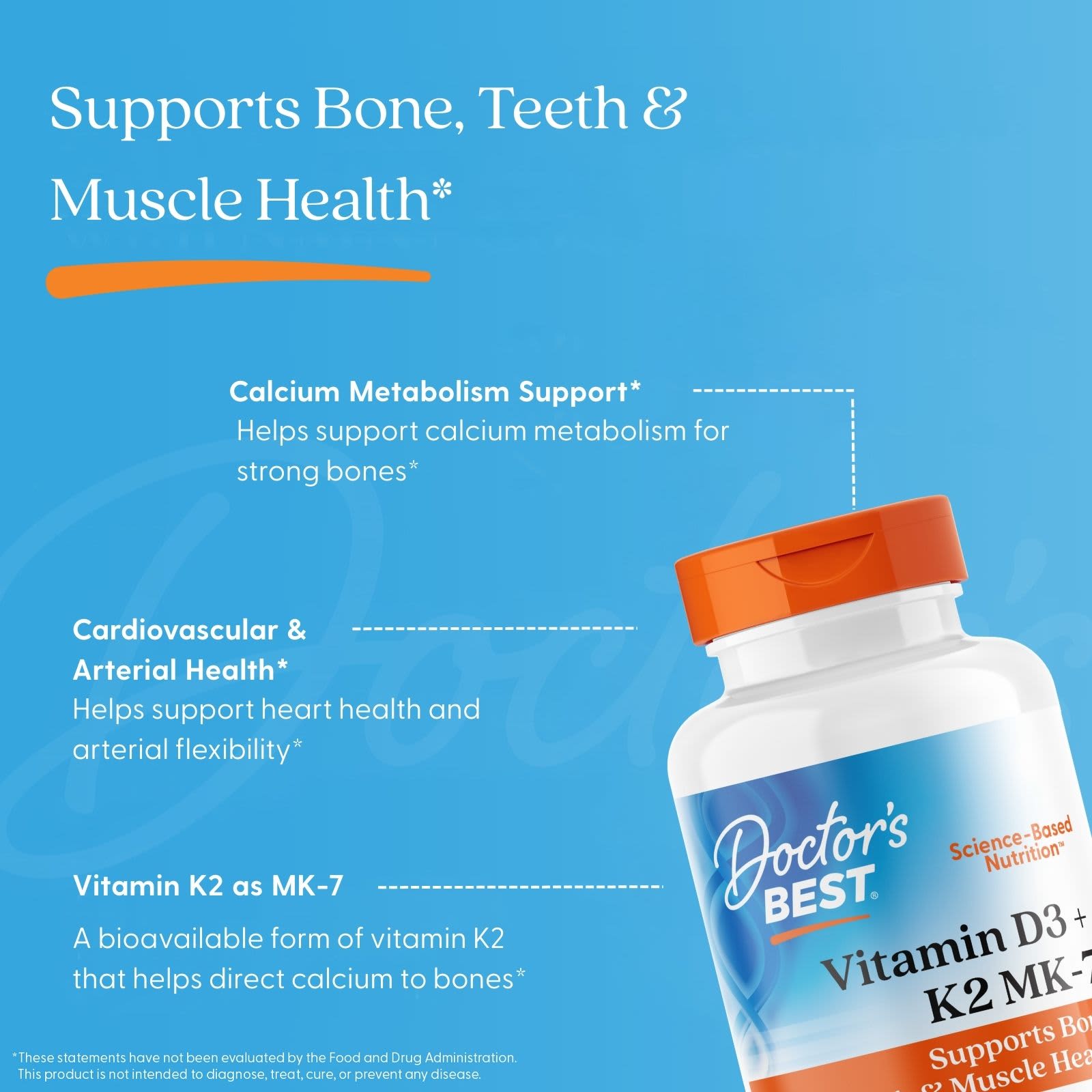 Doctor's Best Vitamin D3 + K2 MK-7 – 180 capsules molles — étiquette 3