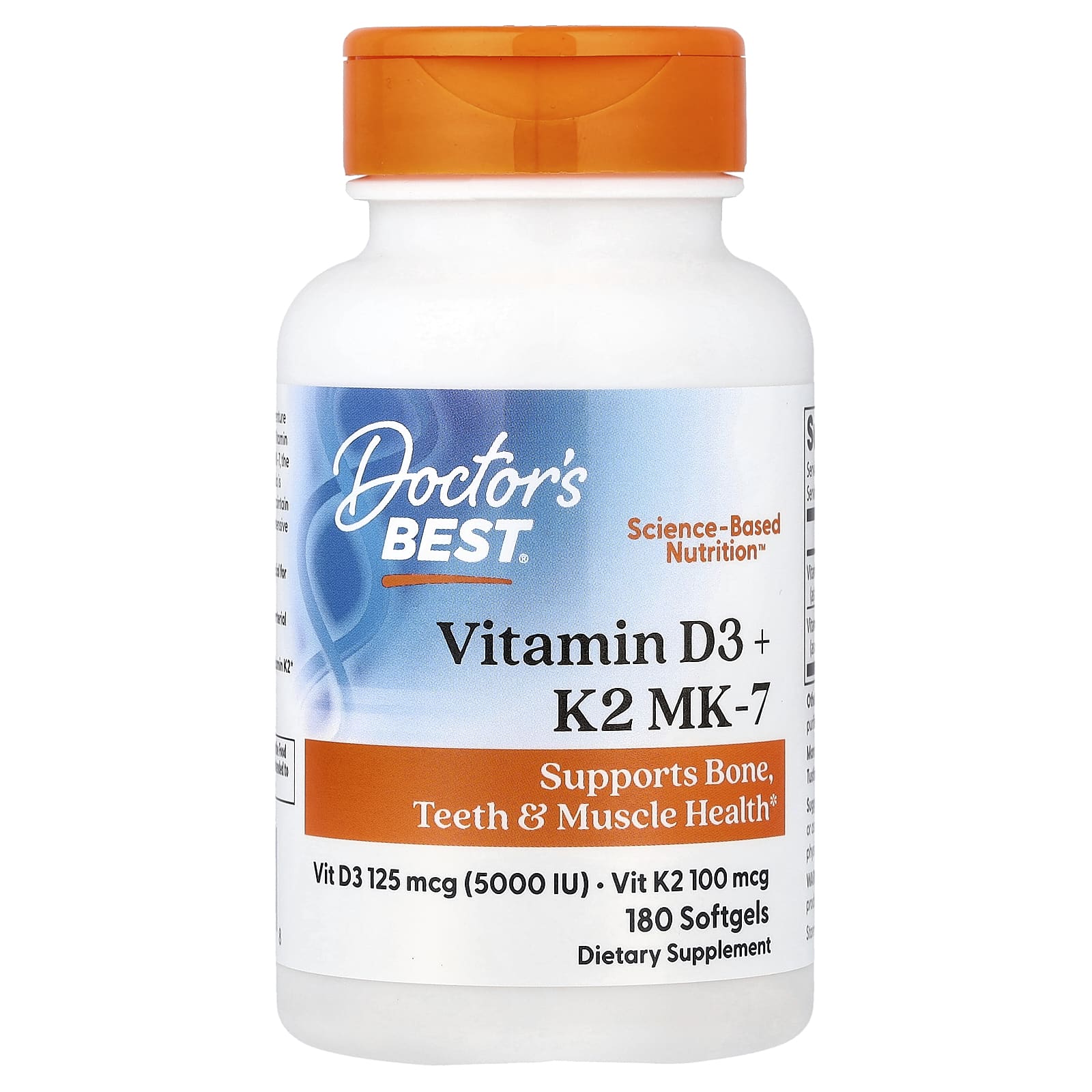 Doctor's Best Vitamin D3 + K2 MK-7 – 180 capsules molles — Tunisie