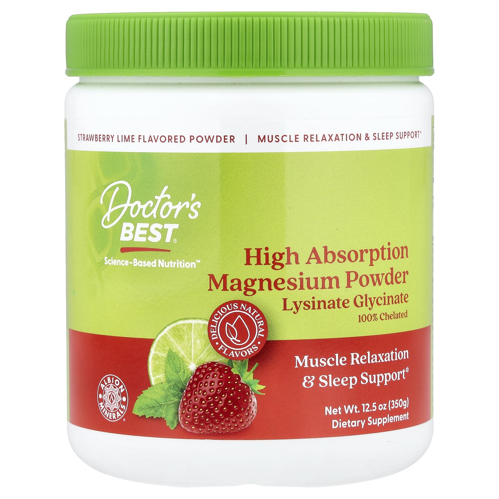 Doctor's Best High Absorption Magnesium Powder – Strawberry Lime – 350 g — Tunisie