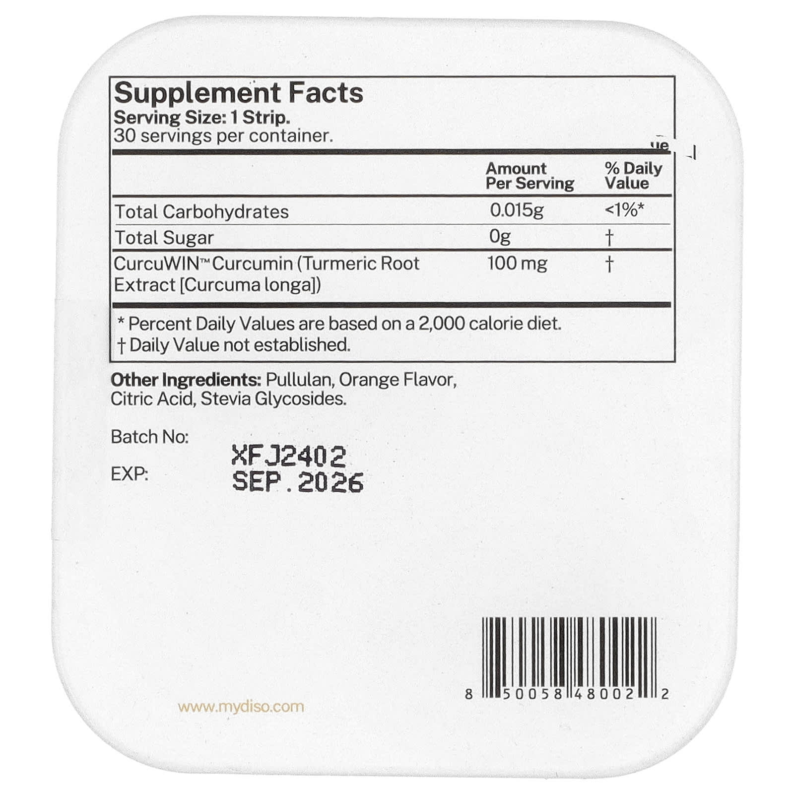 Diso Curcumin, 30 Oral Strips – Orange — photo 2 sur 2