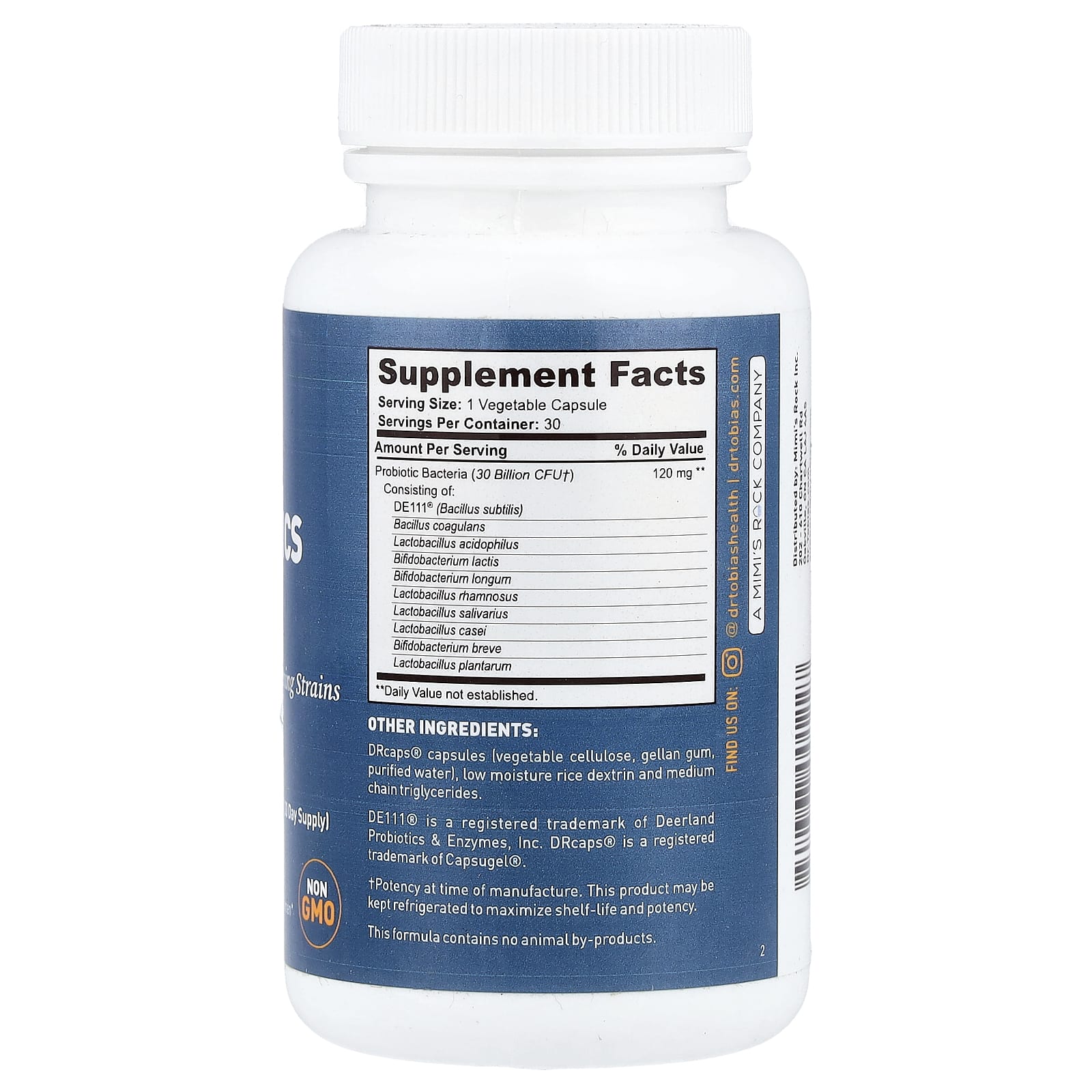 Dr. Tobias Probiotics 30 Billion, 30 Delayed Release Capsules — photo 2 sur 2