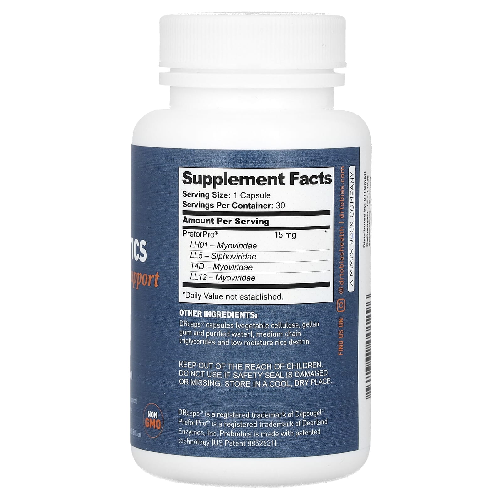 Dr. Tobias Prebiotics, Digestive Support – 30 gélules — photo 2 sur 2
