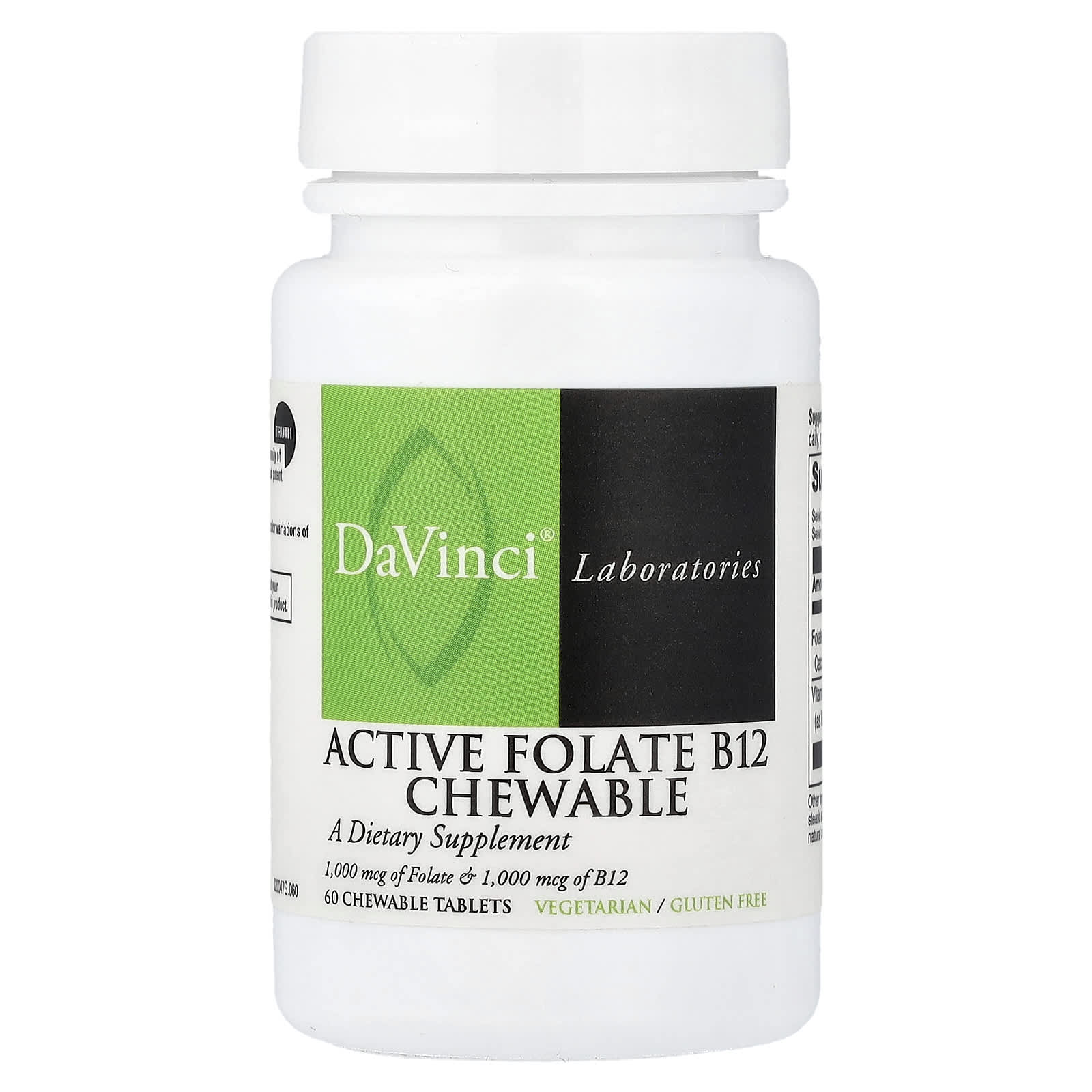 DaVinci Laboratories Active Folate B12 Chewable, 60 Chewable Tablets — Tunisie