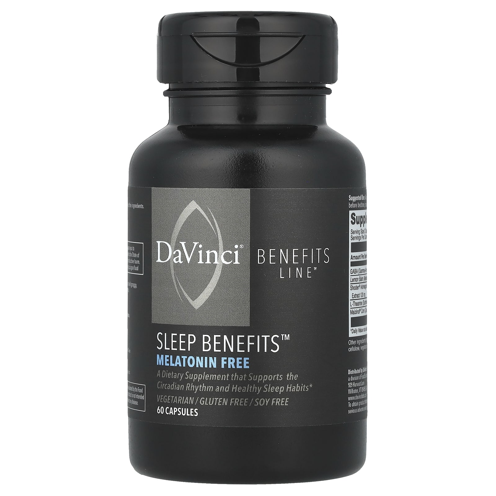 DaVinci Laboratories Sleep Benefits, Melatonin Free – 60 gélules — Tunisie