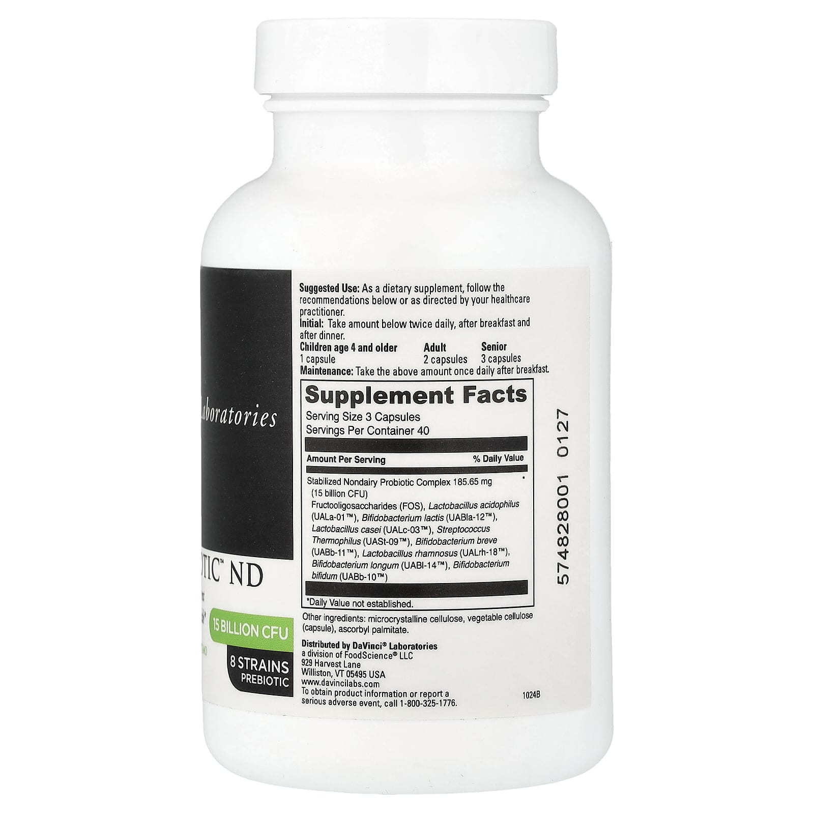 DaVinci Laboratories Mega Probiotic ND – 120 gélules — photo 2 sur 2