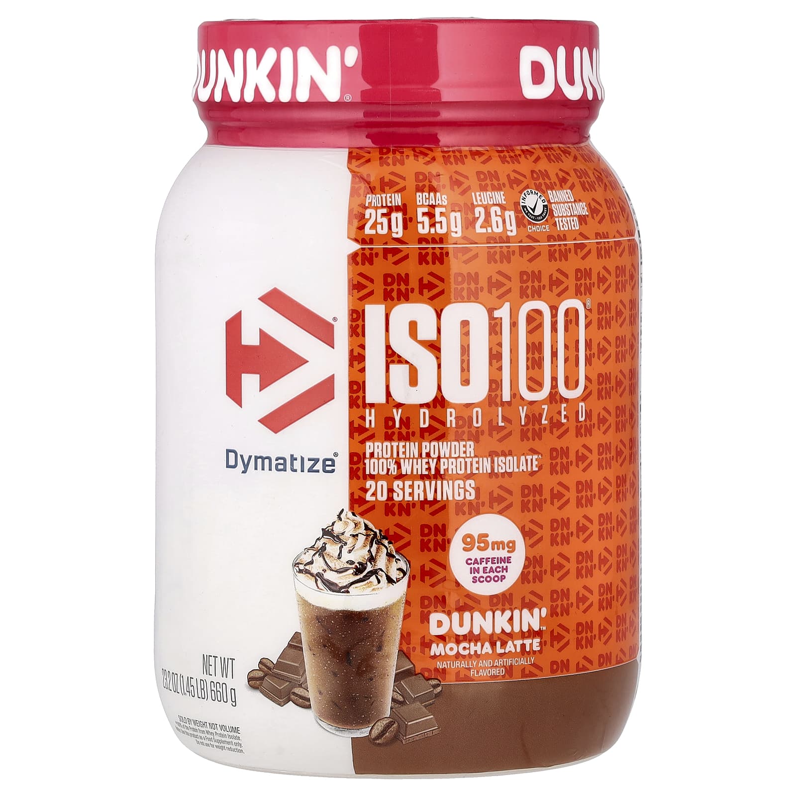 Dymatize ISO100 Hydrolyzed – Dunkin’ Mocha Latte – 660 g — Tunisie